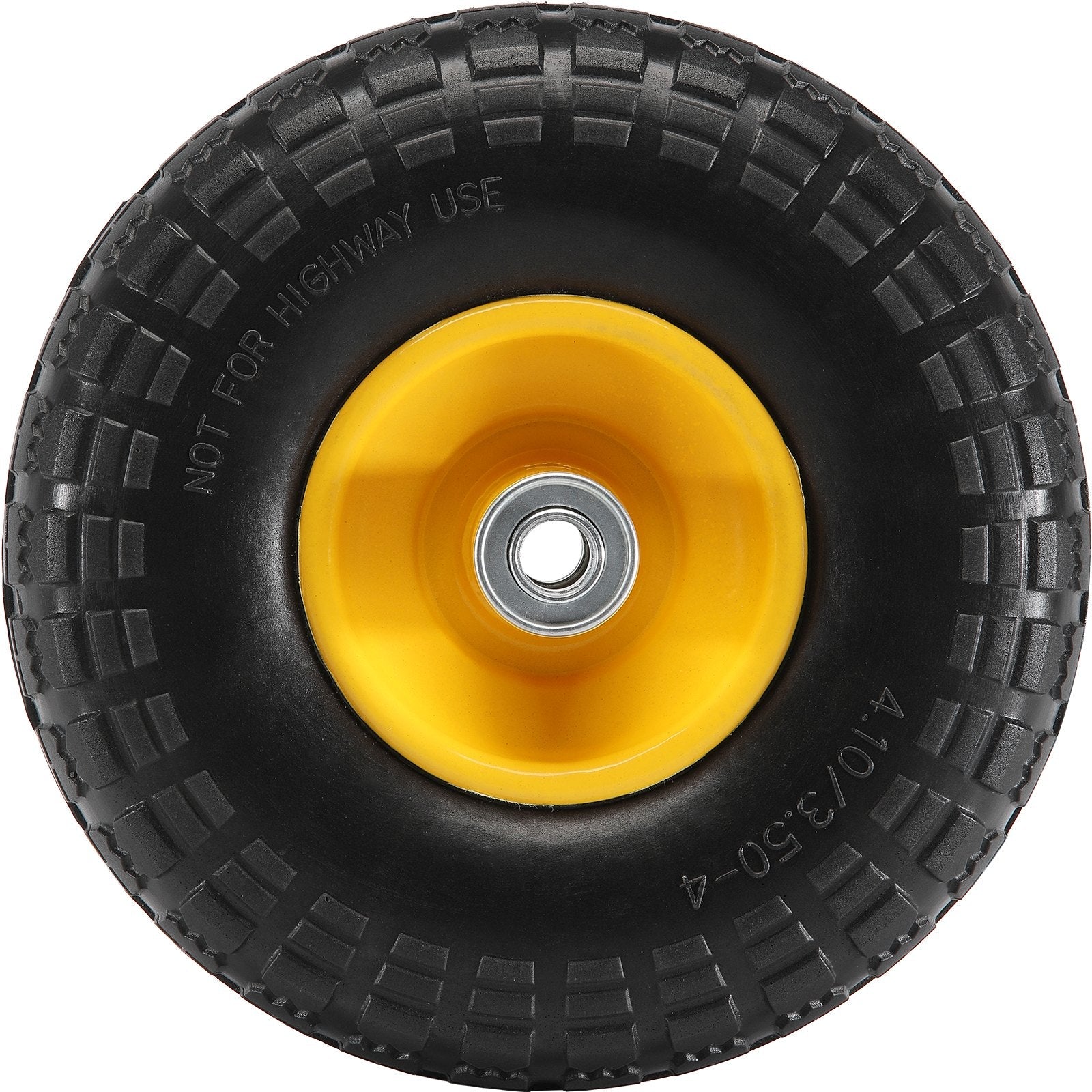 VEVOR Solid PU Run-Flat Tire Wheel, 10", 2-Pack, 400 lbs Dynamic Load, 450 lbs Static Load, Flat Free Tubeless Tires and Wheels for Hand Truck, Utility Cart, Dollies, Garden Trailers, Various Carts