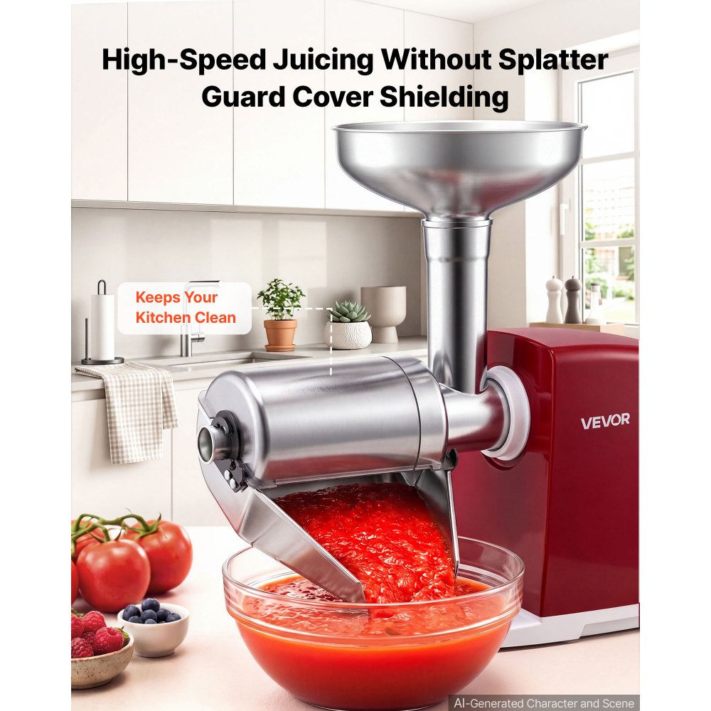 Electric Tomato Strainer & Sauce Maker 800W – Stainless Steel Food Mill with 4 Screens
