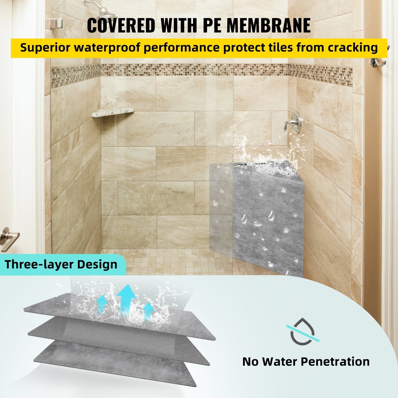 VEVOR Tile Shower Seat, 22.4" x 16" x 20" Ready to Tile Shower Seat, Factory Waterproof & 100% Leak Proof Tileable Shower Corner Seat, 440lbs Load-Bearing Triangular Board Shower Bench, Grey