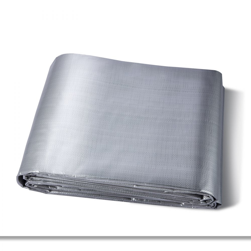 VEVOR Tarp 10x12 ft, Waterproof Plastic Poly Tarp Cover 10 Mil, Multi Purpose Tear UV and Temperature Resistant Outdoor Tarpaulin with High Durability Reinforced Grommets (Silver/Brown)