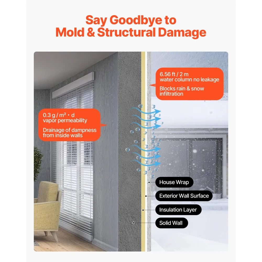 House Wrap – 9 x 150 ft Heavy-Duty Vapor Barrier (Model PW02)
