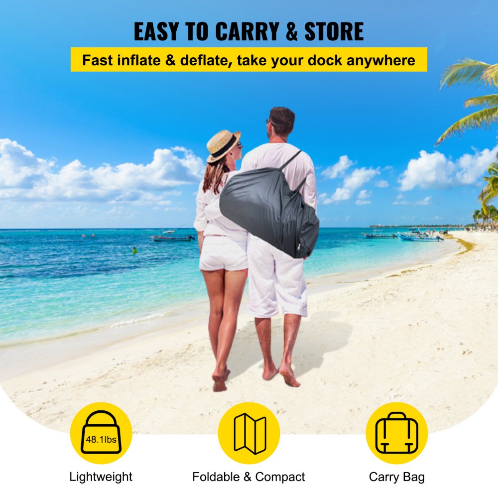 VEVOR Inflatable Floating Dock 10 x 6.5 ft, Inflatable Dock Platform with Electric Air Pump, Inflatable Swim Platform 6 Inch Thick, Floating Dock 5-6 People, Floating Platform for Pool Beach Ocean