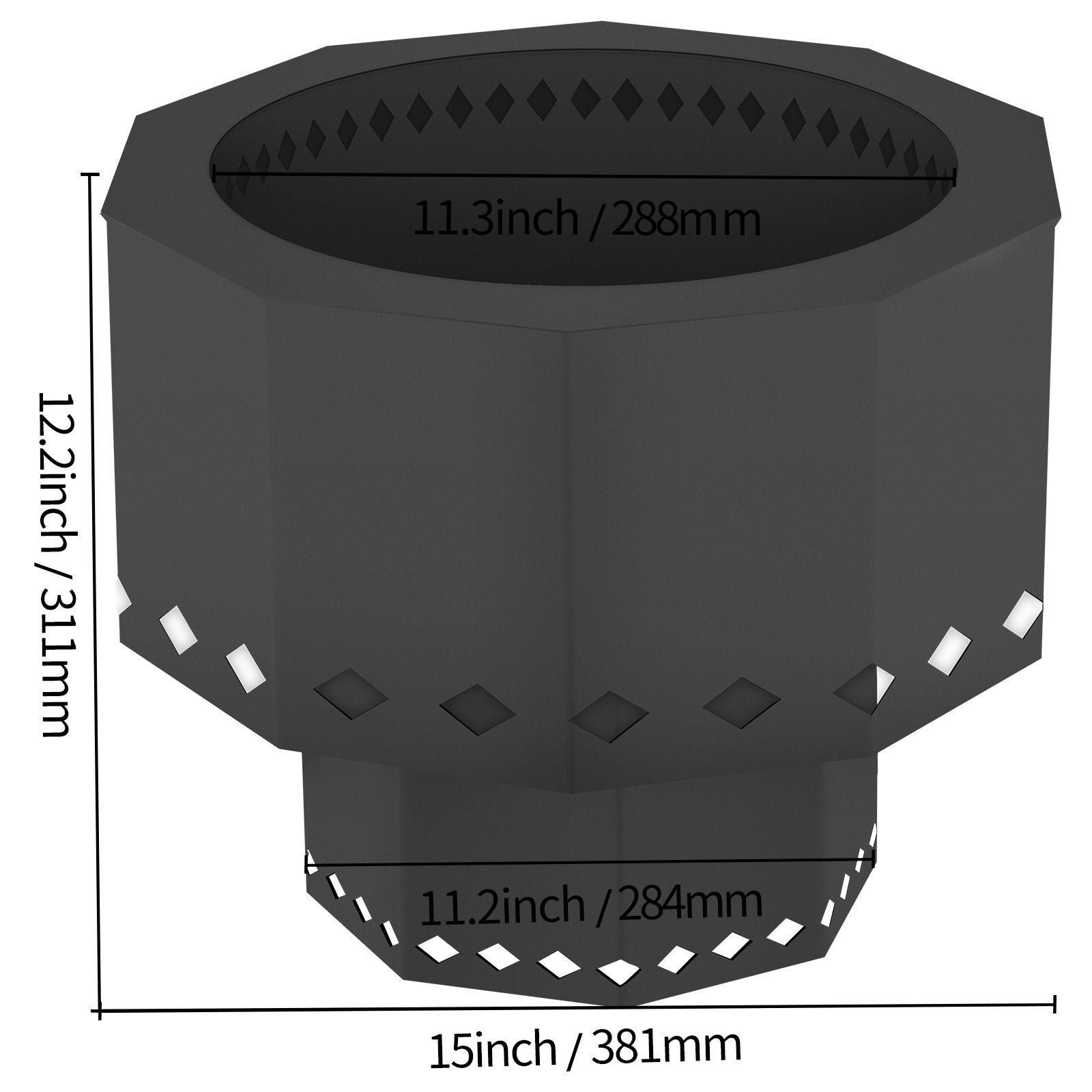 VEVOR Smokeless Fire Pit, Carbon Steel Stove Bonfire, Large 15 inch Diameter Wood Burning Fire Pit, Outdoor Stove Bonfire Fire Pit, Portable Smokeless Fire Bowl for Picnic Camping Backyard Black