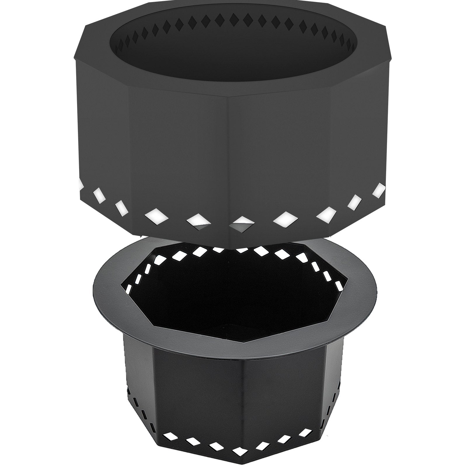 VEVOR Smokeless Fire Pit, Carbon Steel Stove Bonfire, Large 15 inch Diameter Wood Burning Fire Pit, Outdoor Stove Bonfire Fire Pit, Portable Smokeless Fire Bowl for Picnic Camping Backyard Black