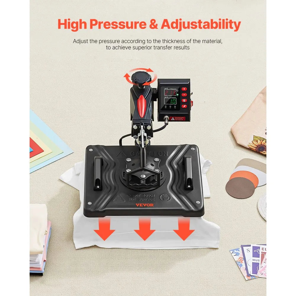 VEVOR Heat Press, 5 in 1 Heat Press 12x15 Machine Machine, Digital Precise Temperature Control, Clamshell Sublimation Transfer Printer Fast Heat-up, Vinyl Heat Press for Mug Cup T-Shirt Plate, 900W