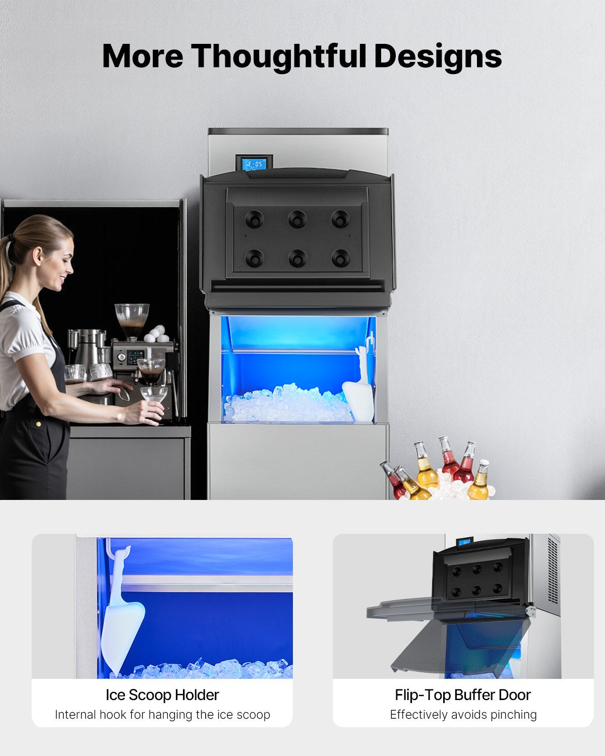 VEVOR Commercial Ice Maker Storage Bin 250lbs Capacity Ice Bin with Filter