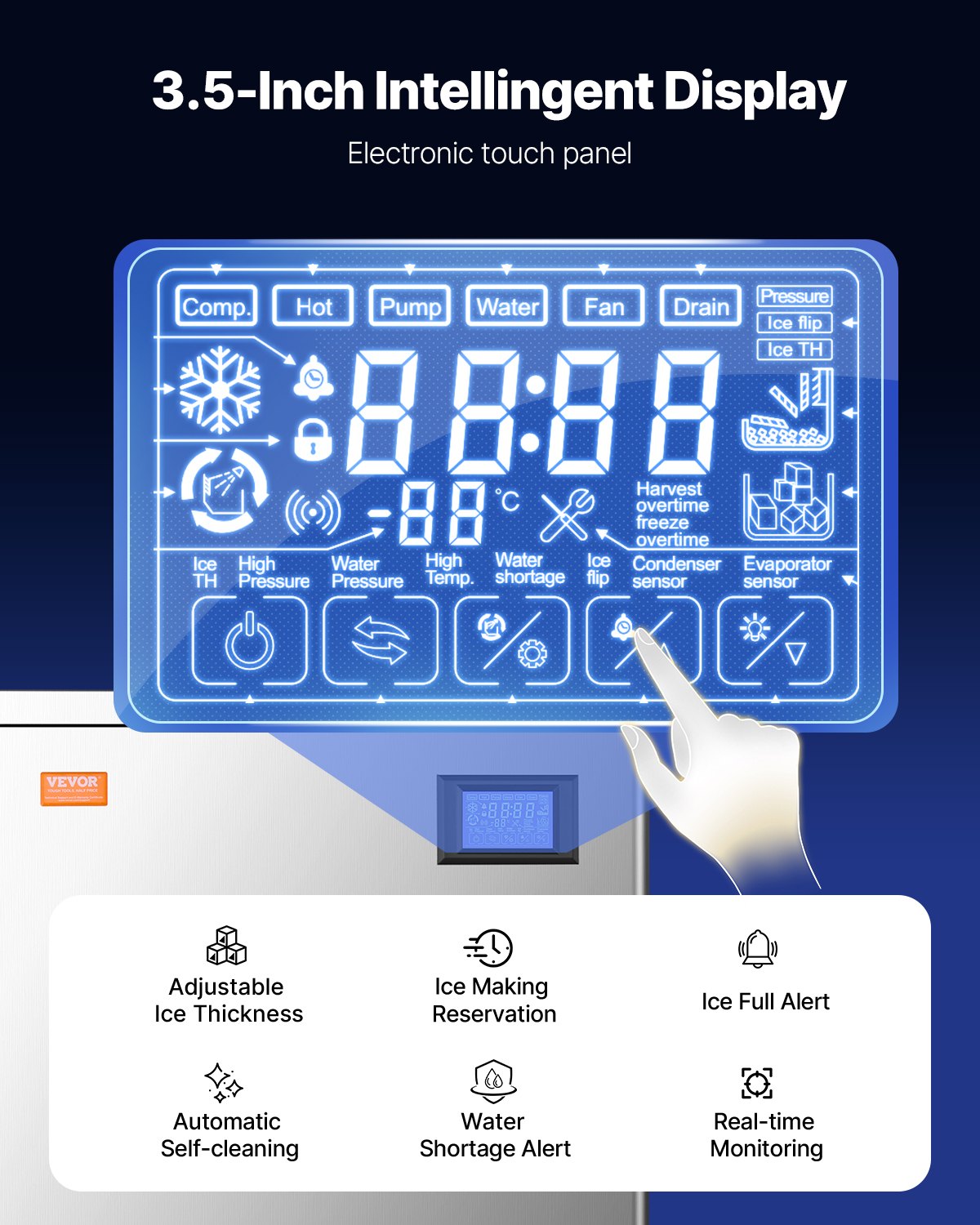 VEVOR Commercial Ice Maker 400 lbs/Day Self-Cleaning Ice Machine - Head Only
