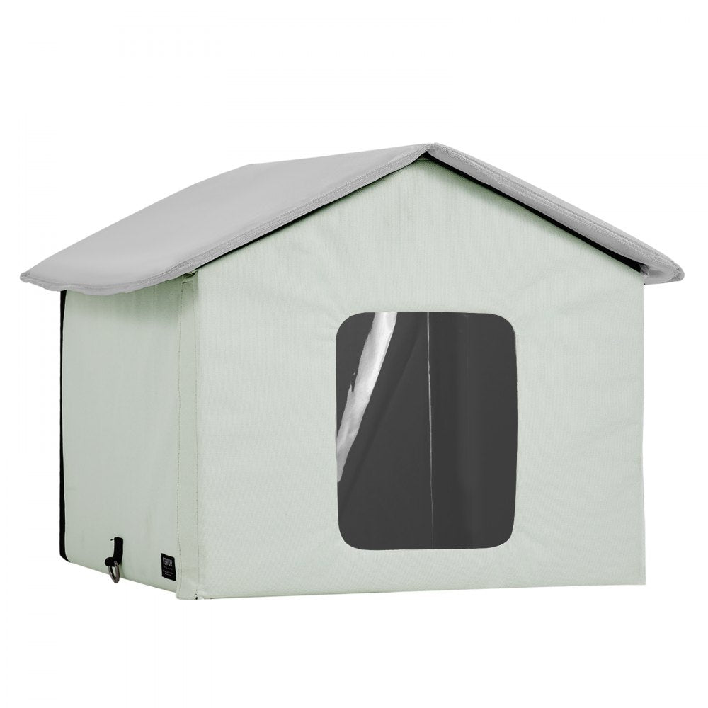 VEVOR Heated Cat House Foldable Kitty Shelter with Heated Pad Green Middle
