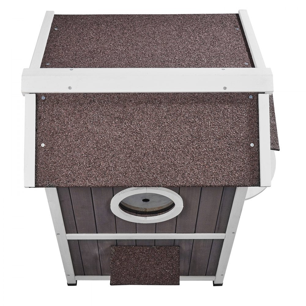 VEVOR Outdoor Cat House 2-story Wooden Feral Cat Shelter with Roof & Door Flaps
