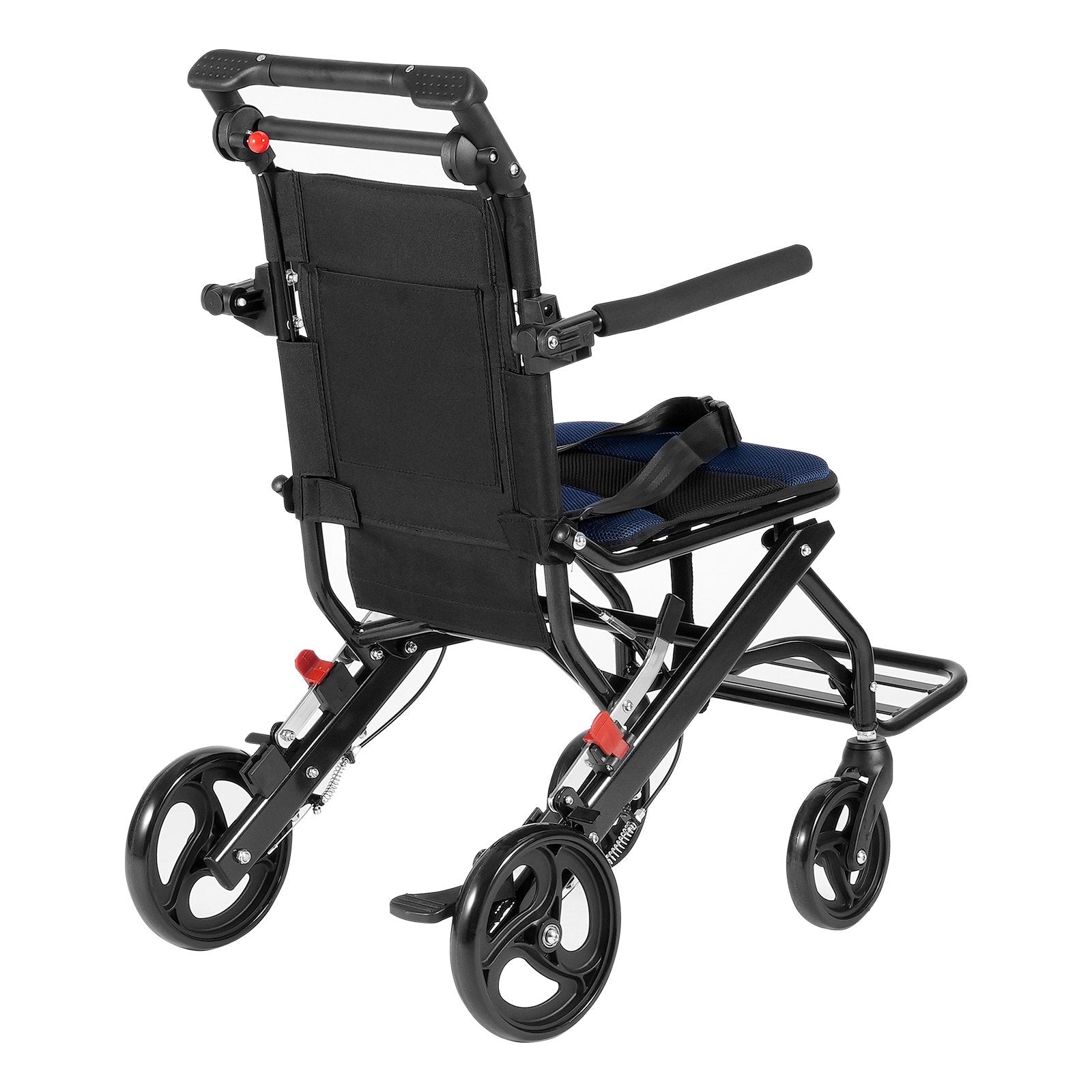 VEVOR Wheelchair Aluminum Alloy Transport Chair Foldable 15.75-In W Seat 220lbs