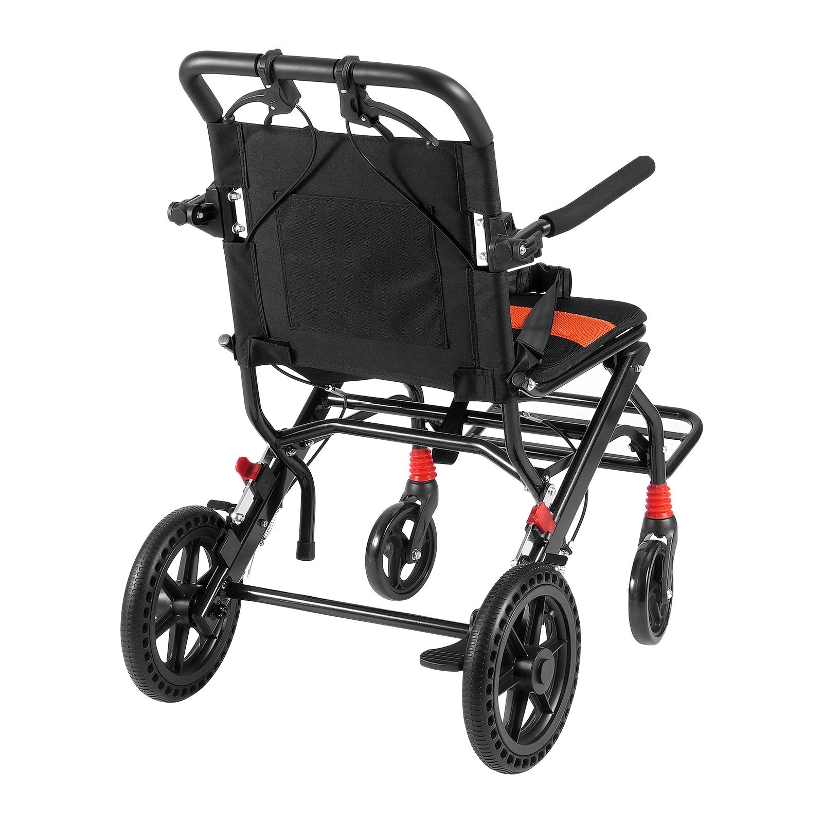 VEVOR Wheelchair Aluminum Alloy Transport Chair Foldable 18-In W Seat 220lbs