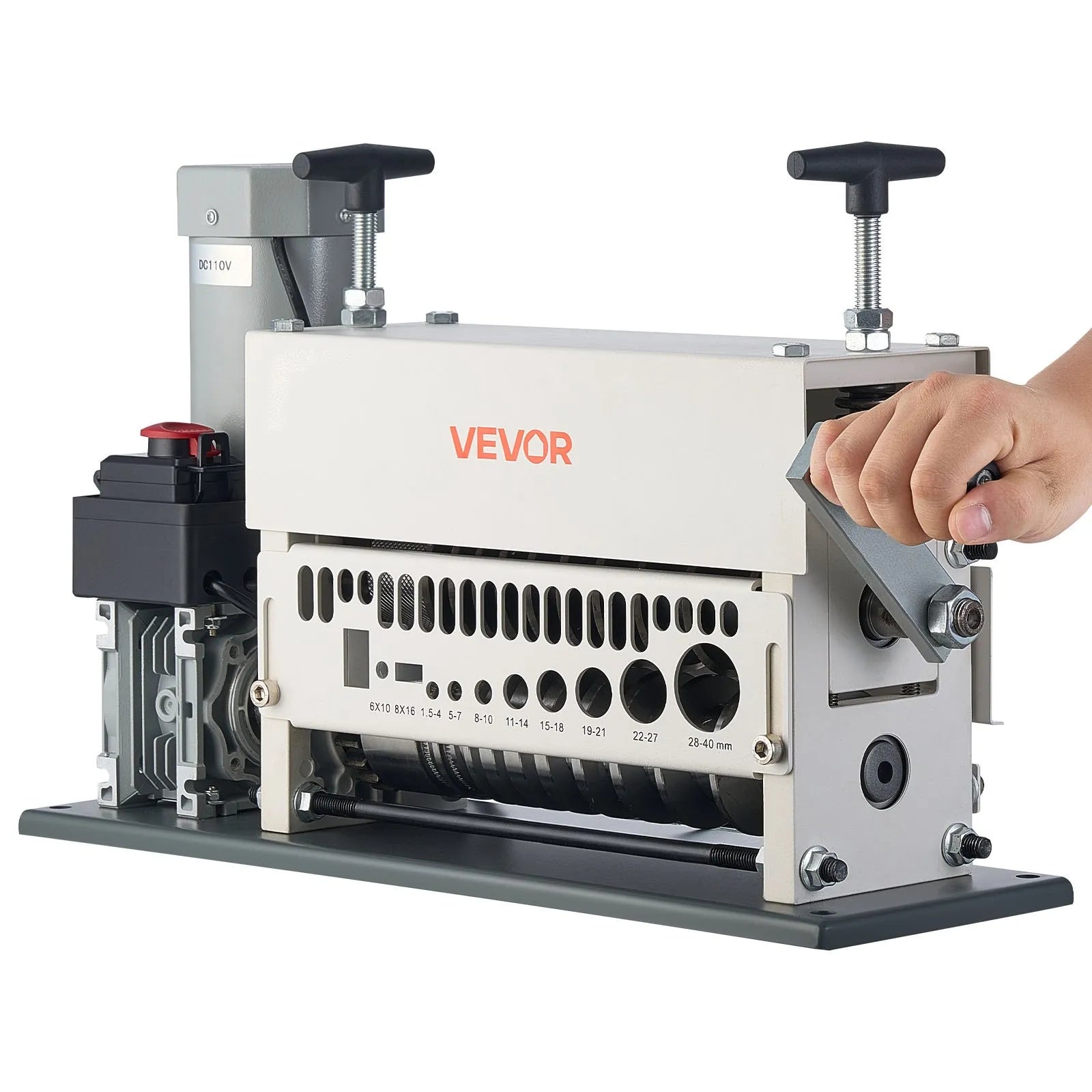VEVOR Electric Wire Stripper Machine, 0.06-1.57 in, 11 Channel Automatic Copper Cable Stripper, 370W Wire Stripper Tool with Manual Hand Crank Mode, Emergency Stop Button, for Scrap Copper Recycling