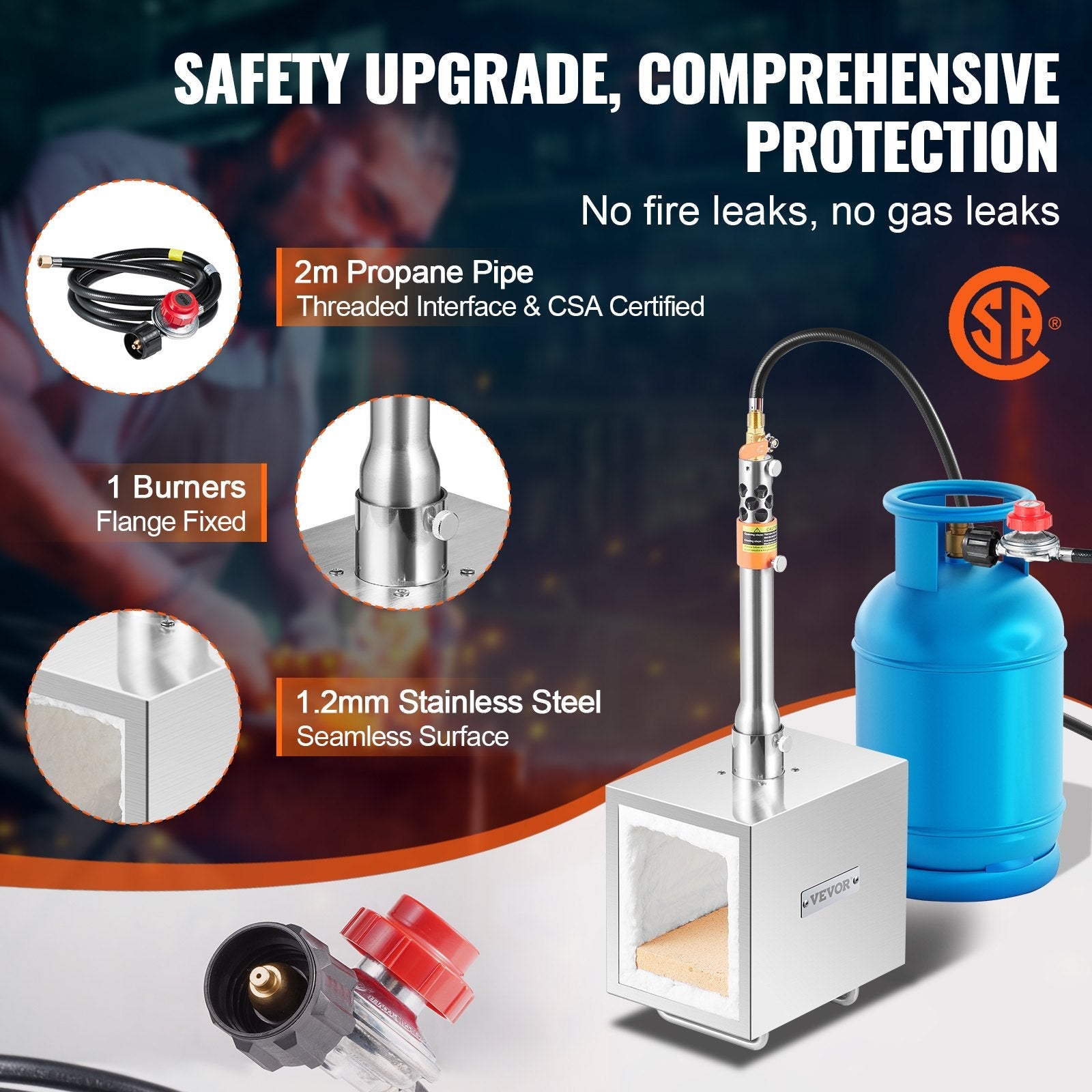 VEVOR Portable Propane Forge 1 Burner Farrier Forge 2600? Knife Metal Square
