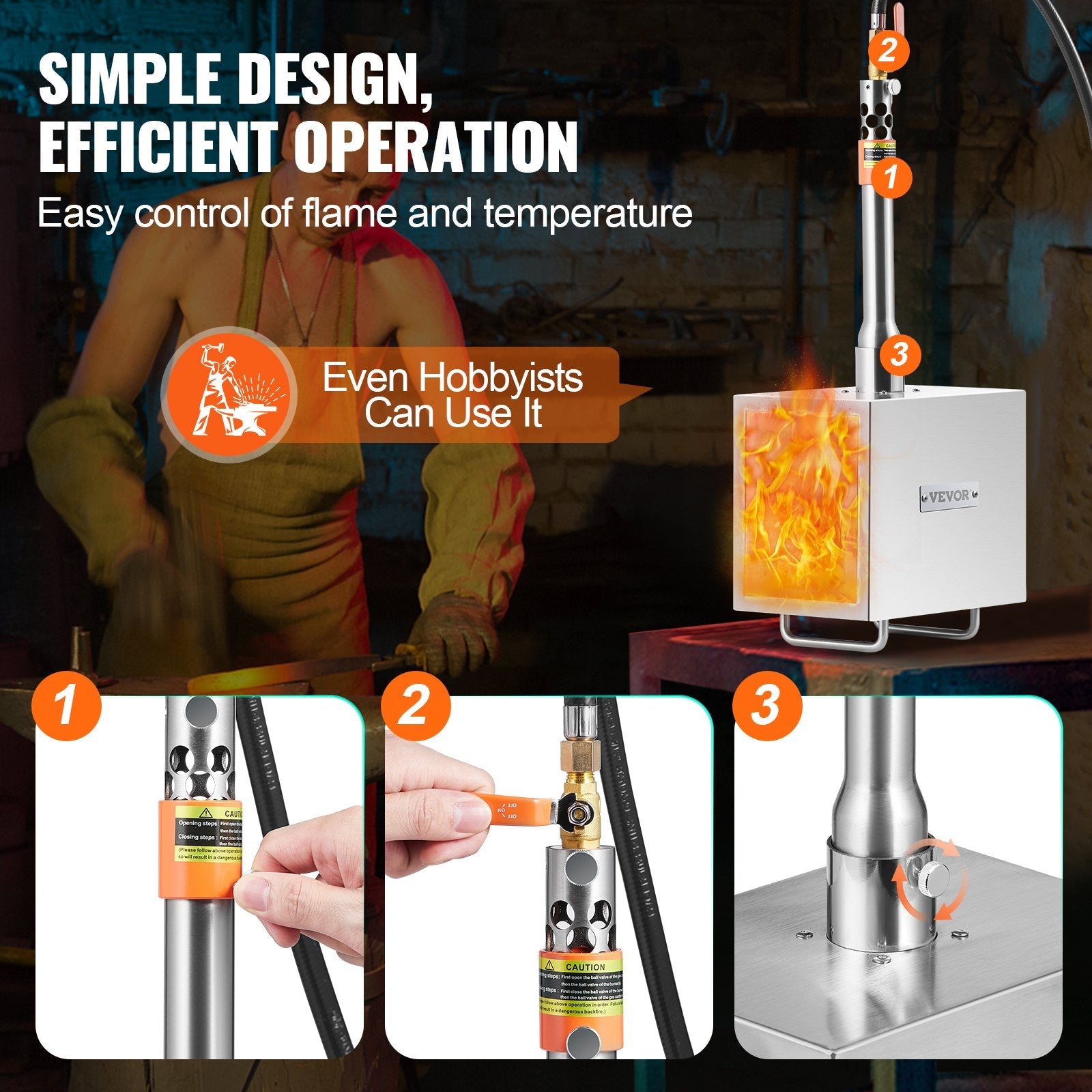 VEVOR Portable Propane Forge 1 Burner Farrier Forge 2600? Knife Metal Square