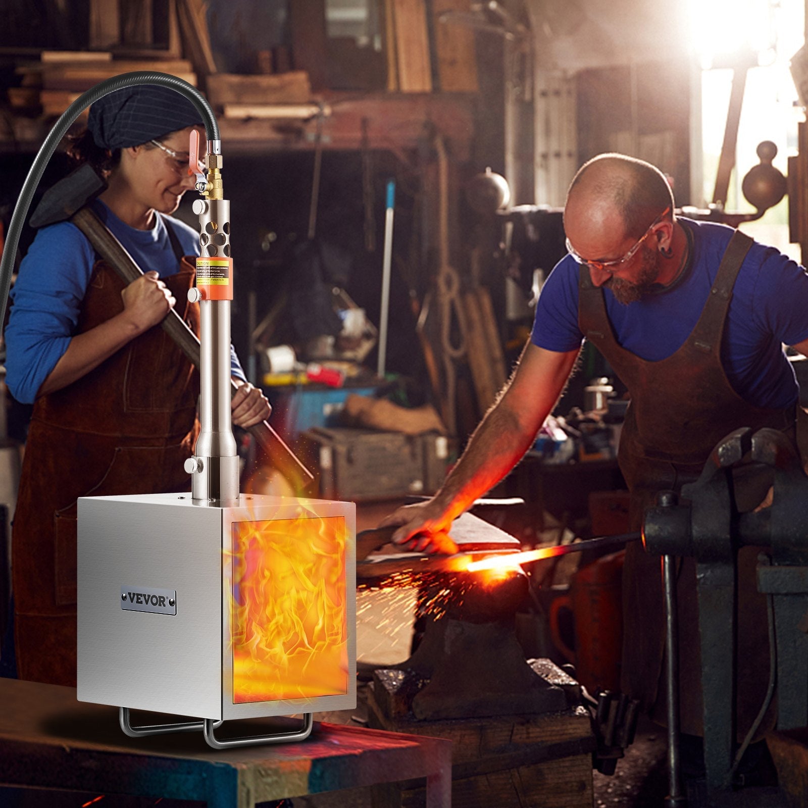 VEVOR Portable Propane Forge 1 Burner Farrier Forge 2600? Knife Metal Square