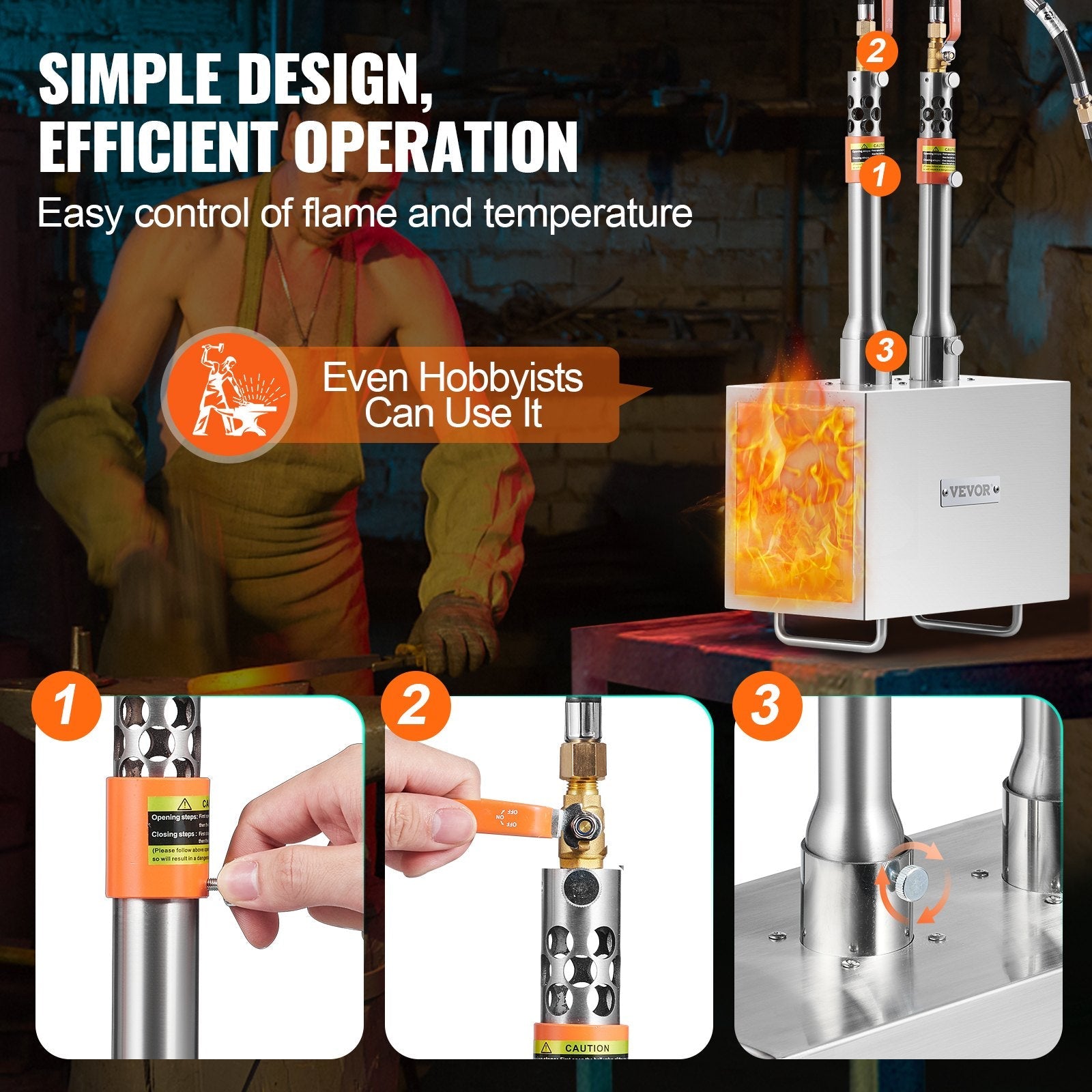 VEVOR Portable Propane Forge 2 Burner Farrier Forge 2600? Knife Metal Square