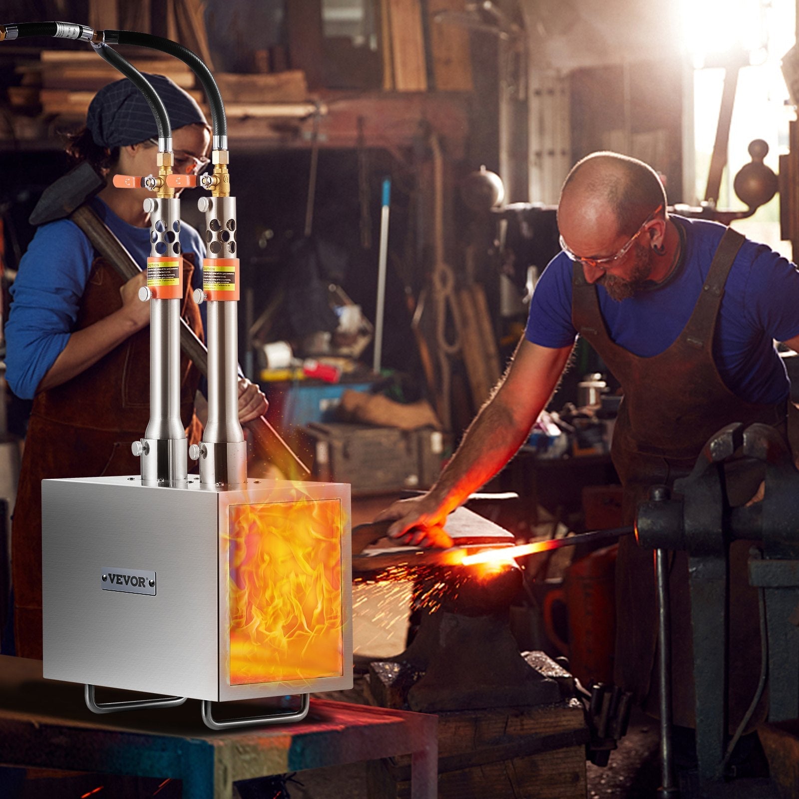 VEVOR Portable Propane Forge 2 Burner Farrier Forge 2600? Knife Metal Square