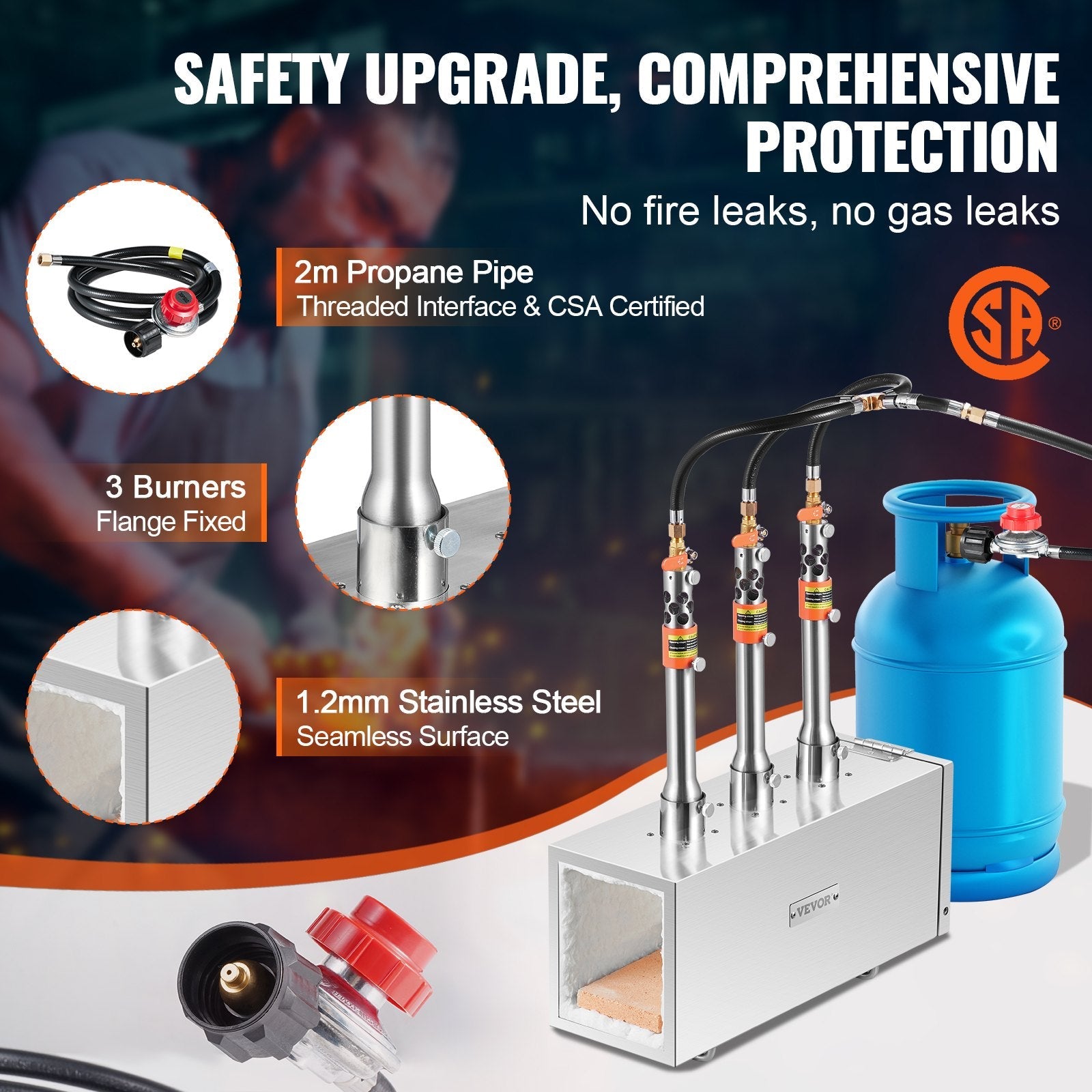 VEVOR Portable Propane Forge 3 Burner Farrier Forge 2600? Knife Metal Square