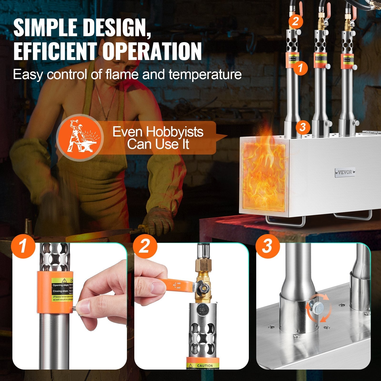 VEVOR Portable Propane Forge 3 Burner Farrier Forge 2600? Knife Metal Square