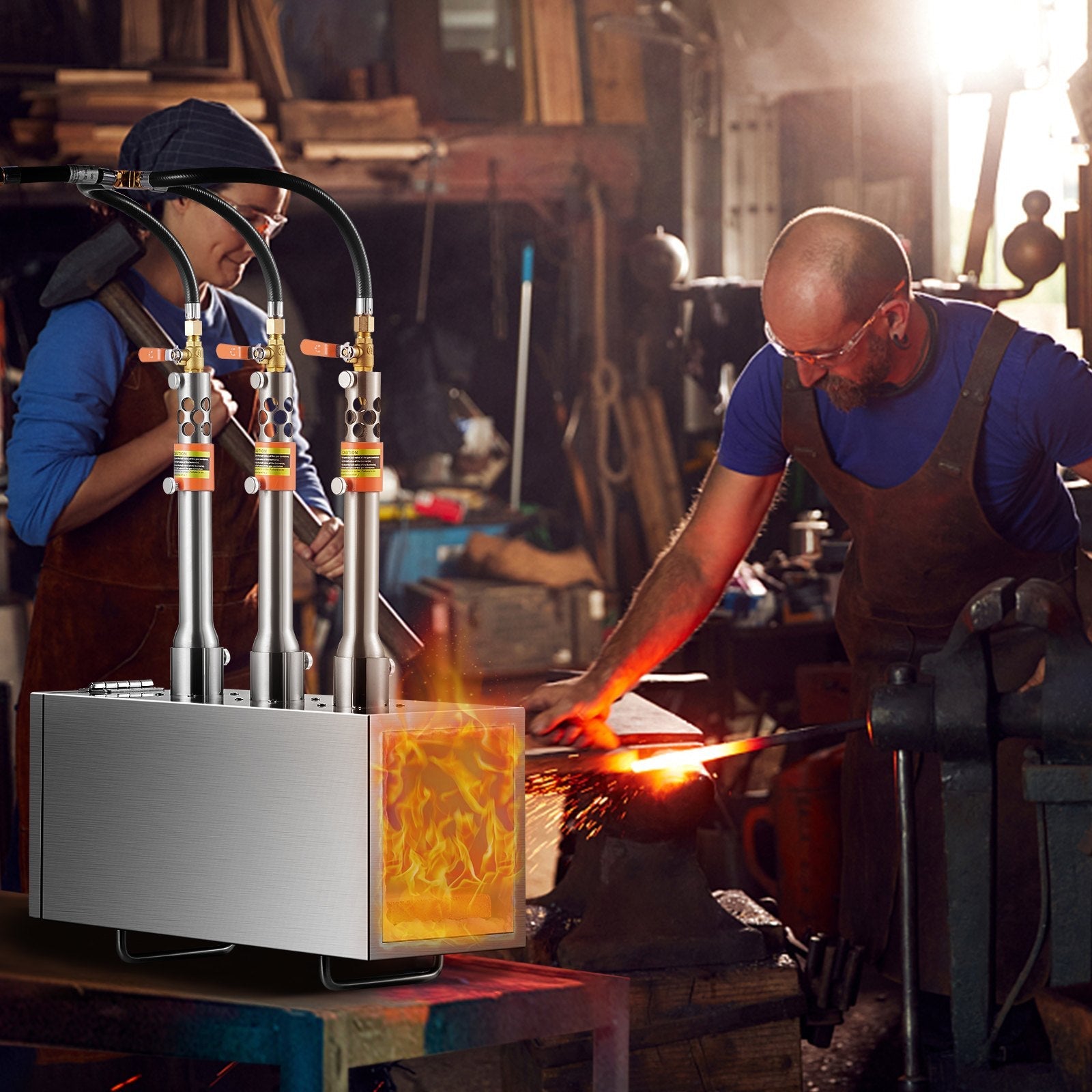 VEVOR Portable Propane Forge 3 Burner Farrier Forge 2600? Knife Metal Square