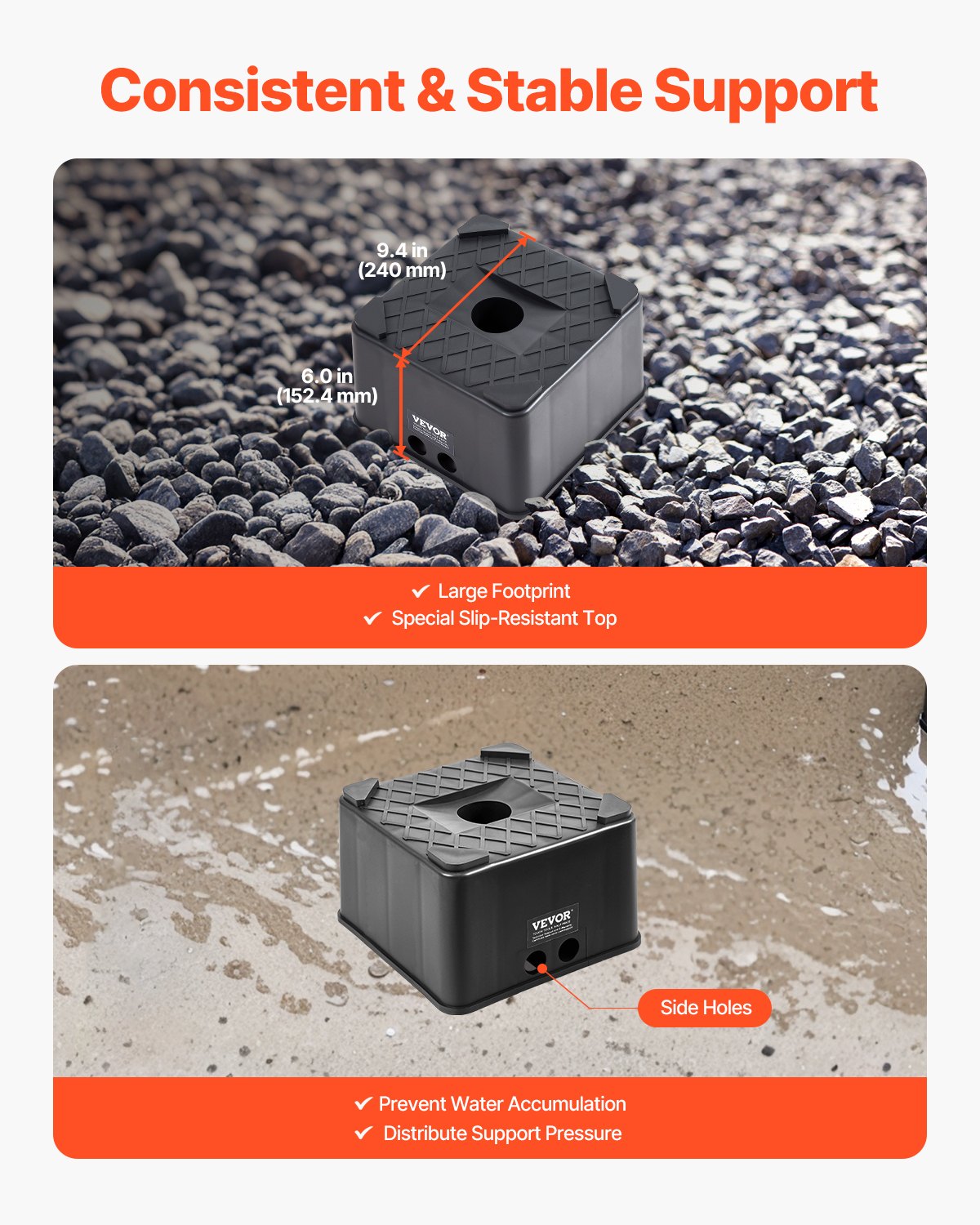 VEVOR Trailer Jack Block 6" High 6000 lbs RV Leveling Block Camper Accessories