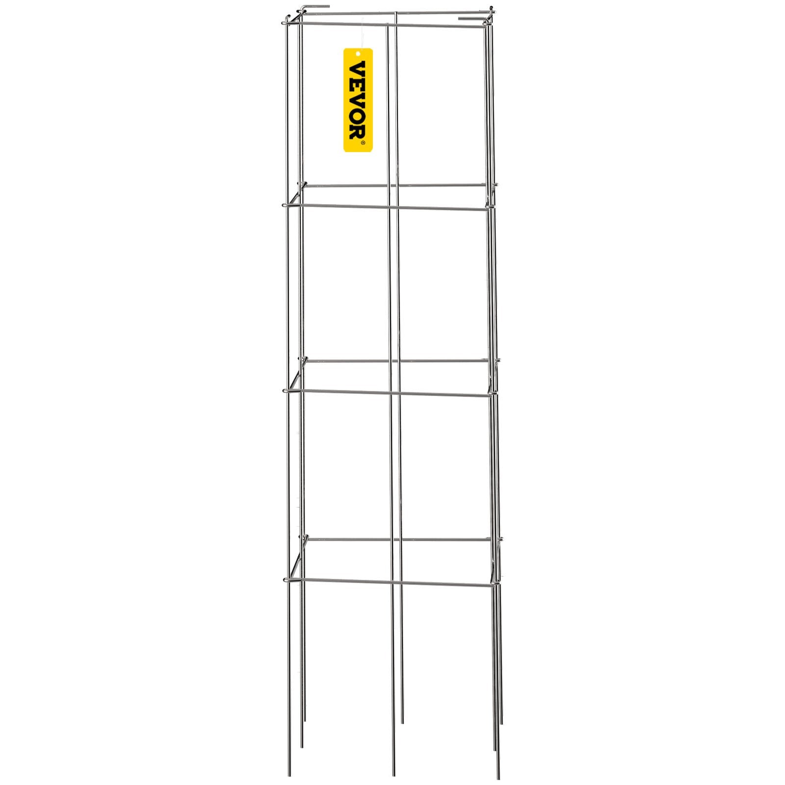 VEVOR Tomato Cages, 11.8" x 11.8" x 46.1", 5 Packs Square Plant Support Cages, Silver PVC-coated Steel Tomato Towers for Climbing Vegetables, Plants, Flowers, Fruits
