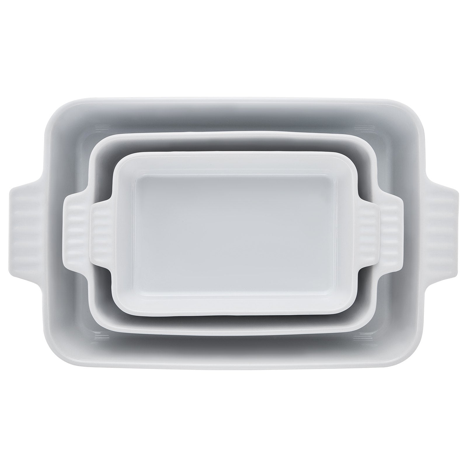 VEVOR Ceramic Baking Dish 3 Pieces Rectangular Bakeware Set Deep for Baking