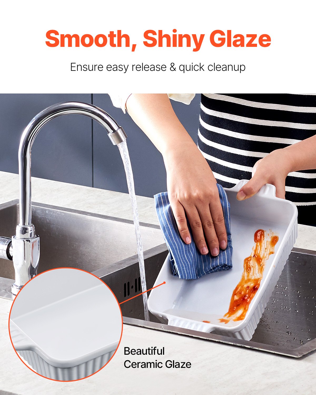 VEVOR Ceramic Baking Dish 4 Pieces Rectangular Bakeware Set Deep for Baking