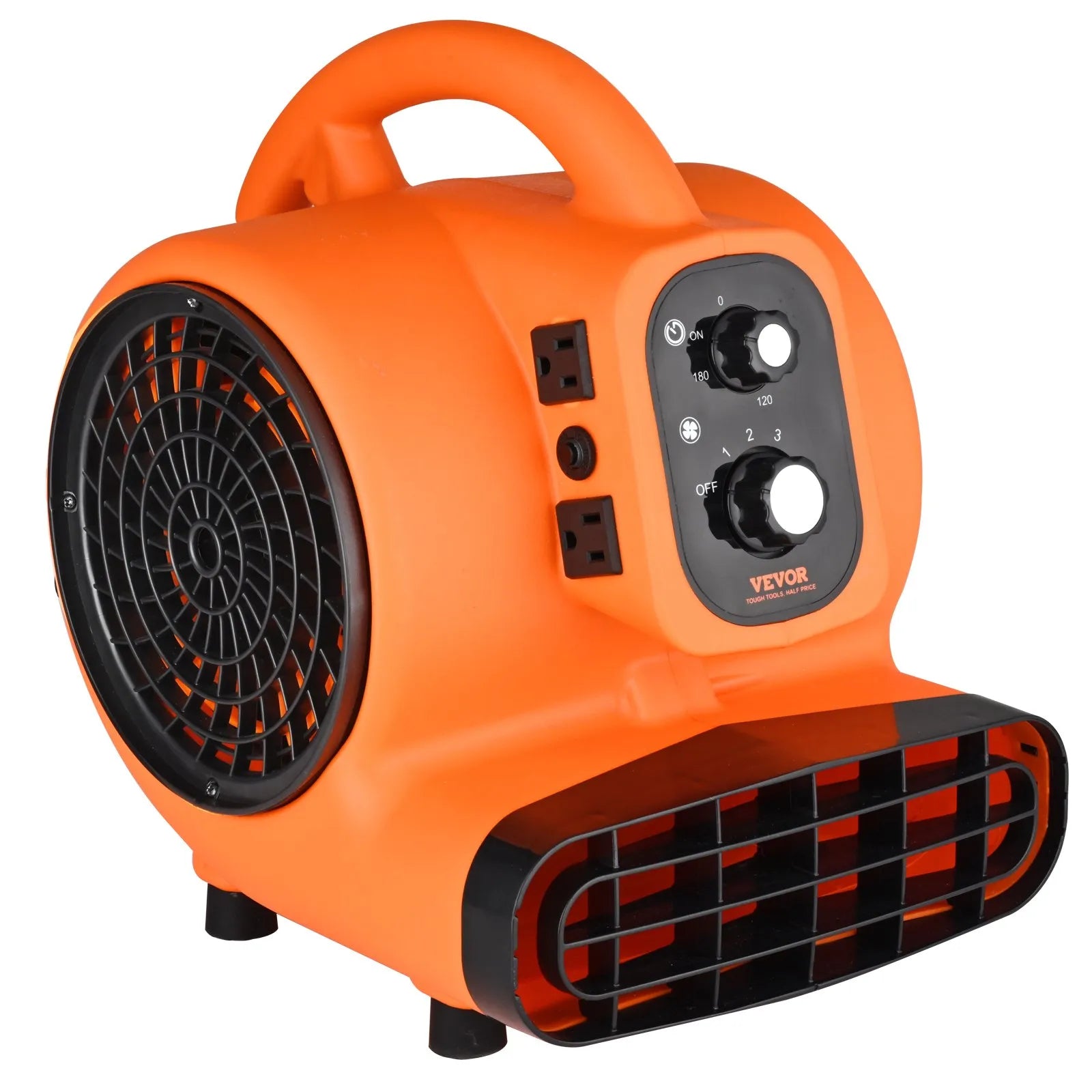 VEVOR Floor Blower, 1/4 HP, 1000 CFM Air Mover for Drying and Cooling, Portable Carpet Dryer Fan with 4 Blowing Angles and Time Function, for Janitorial, Home, Commercial, Industrial Use, ETL Listed