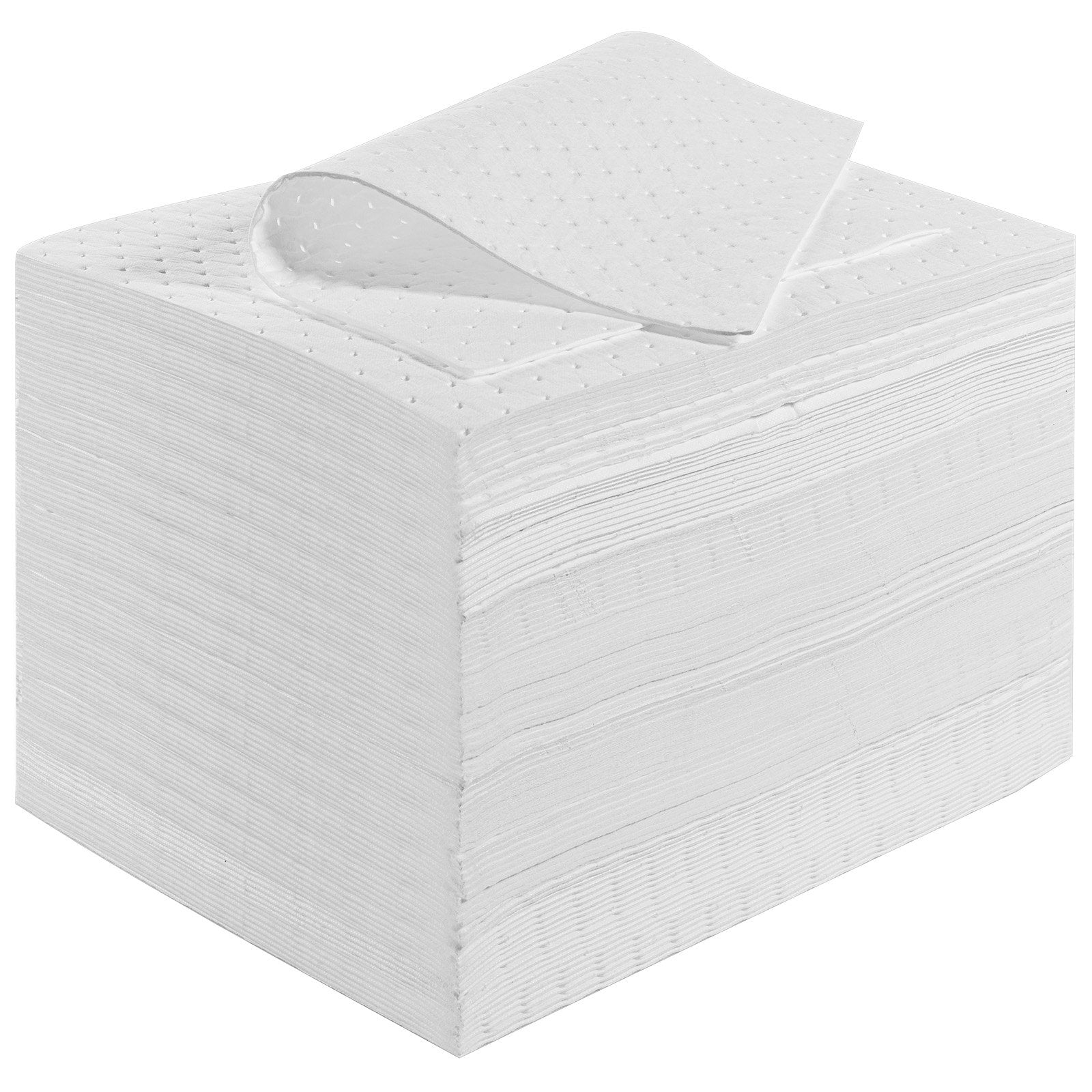 VEVOR Spill Absorbent Pads, Oil Absorbing Mat Absorbs up 20 Gal, 15" L x20" W Polypropylene Absorbent Pad for Oil Only, Oil Spill Mats Pack of 100