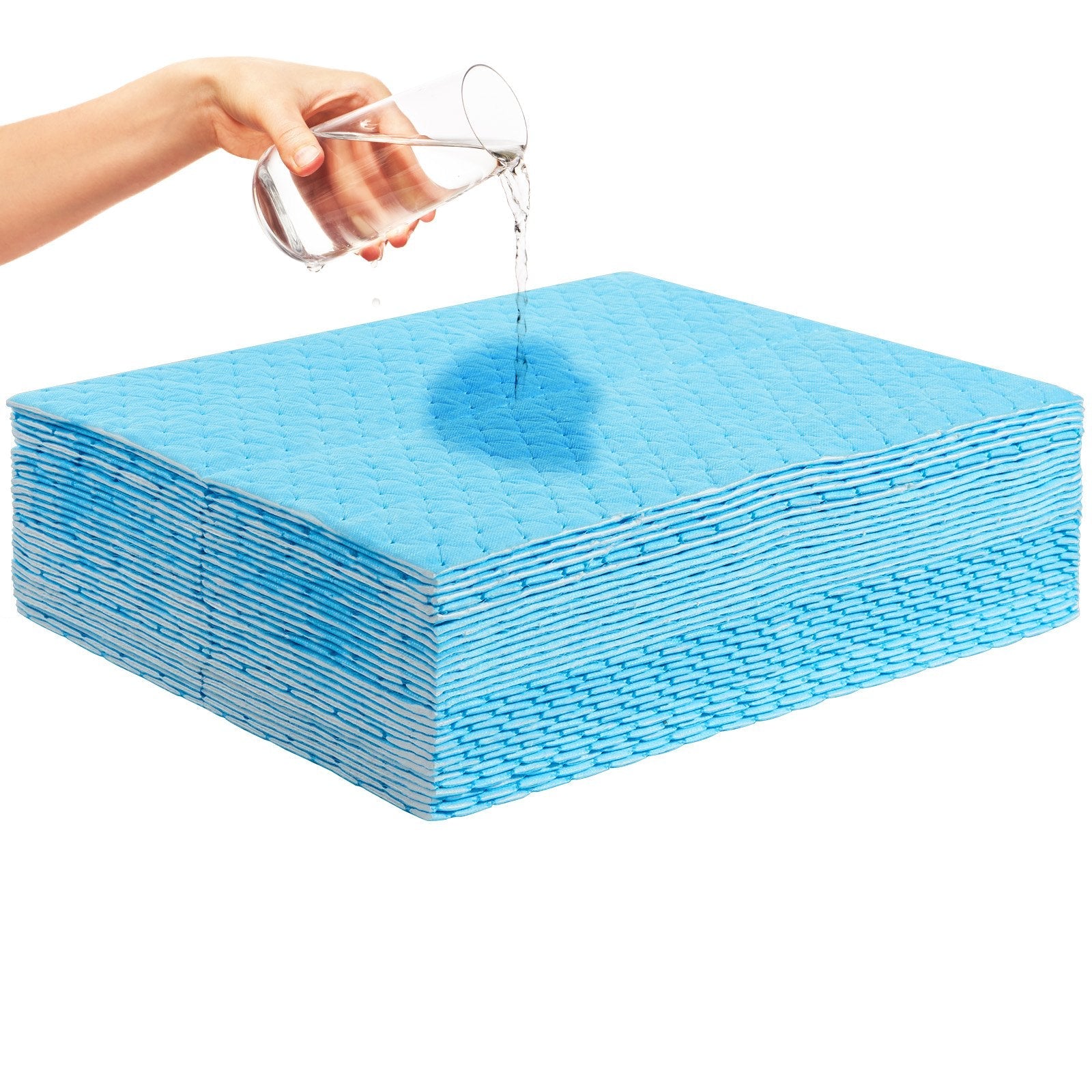 VEVOR Spill Absorbent Pads, Water Absorbing Mat Pad in Dispenser Box, 6 Gal Capacity, 15" L x19" W Polypropylene Absorbent Pad for Water, 30 pcs per Box