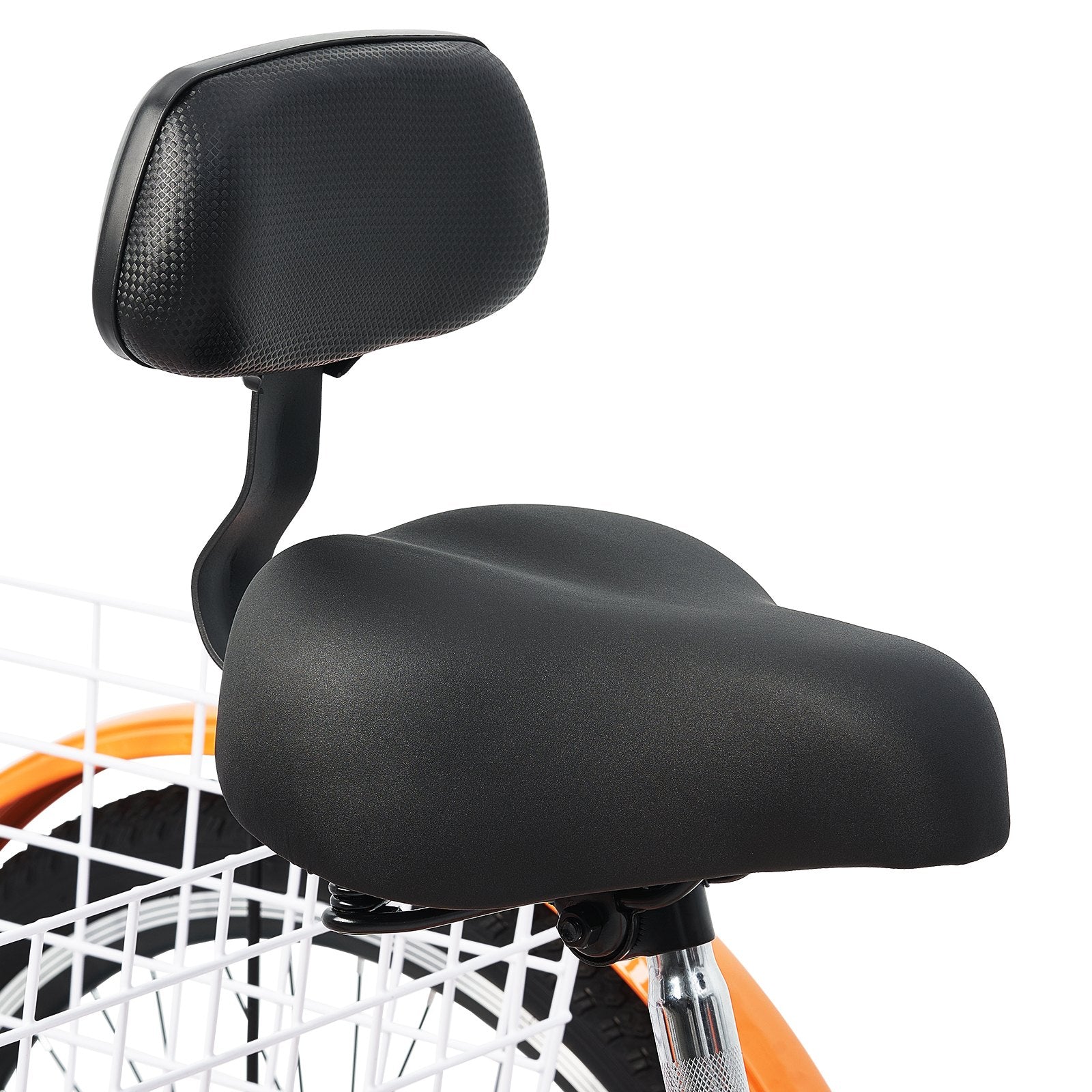 VEVOR Adult Tricycles Bike, 20 Inch Three-Wheeled Bicycles, 3 Wheel Bikes Trikes, Aluminum Alloy Cruiser Bike with Basket & Adjustable Seat, Picnic Shopping Tricycles for Seniors, Women, Men (Orange)