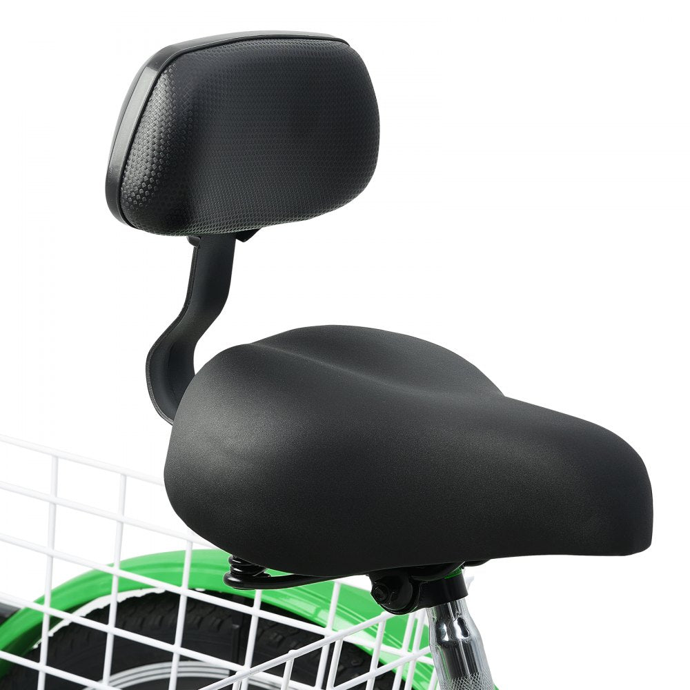 VEVOR Adult Tricycles Bike, 7 Speed Adult Trikes, 26 Inch Three-Wheeled Bicycles, Carbon Steel Cruiser Bike with Basket and Adjustable Seat, Picnic Shopping Tricycles for Seniors, Women, Men (Green)