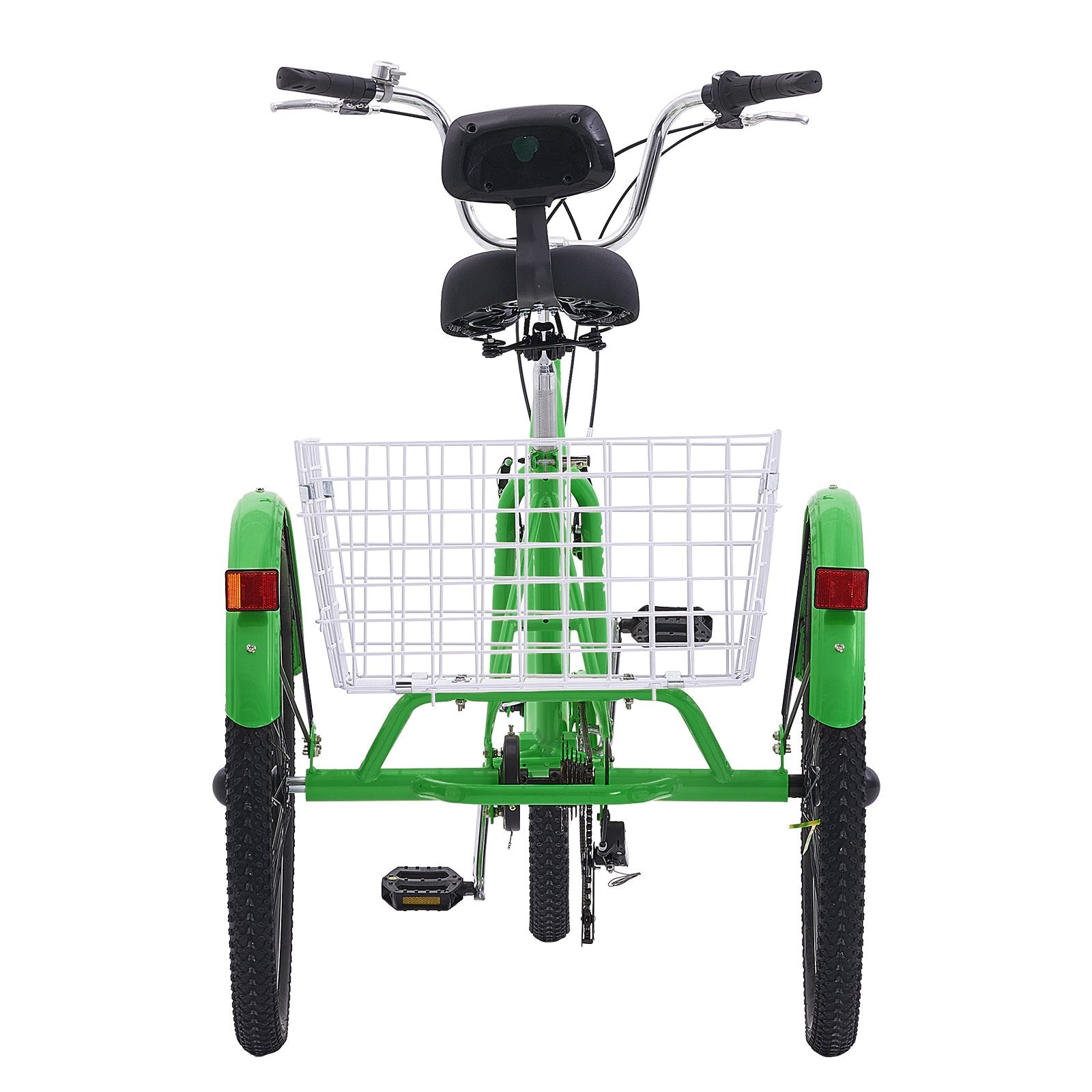 VEVOR Adult Tricycles Bike, 7 Speed Adult Trikes, 20 Inch Three-Wheeled Bicycles, Carbon Steel Cruiser Bike with Basket and Adjustable Seat, Picnic Shopping Tricycles for Seniors, Women, Men (Green)