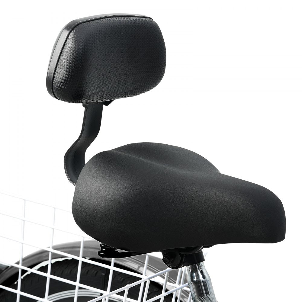 VEVOR Adult Tricycles Bike, 7 Speed Adult Trikes, 24 Inch Three-Wheeled Bicycles, Carbon Steel Cruiser Bike with Basket and Adjustable Seat, Picnic Shopping Tricycles for Seniors, Women, Men (Black)