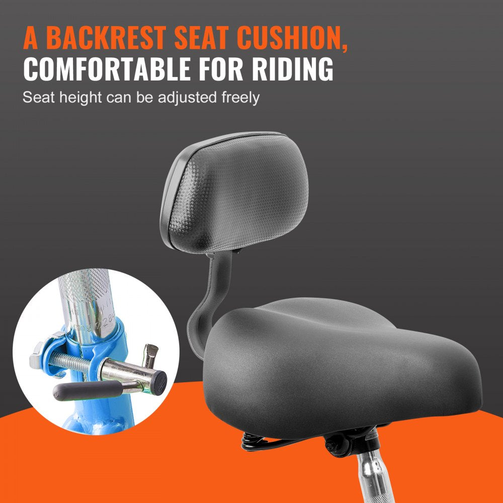 VEVOR Adult Tricycles Bike, 26 Inch Three-Wheeled Bicycles, 3 Wheel Bikes Trikes, Carbon Steel Cruiser Bike with Basket & Adjustable Seat, Picnic Shopping Tricycles for Seniors, Women, Men (Blue)