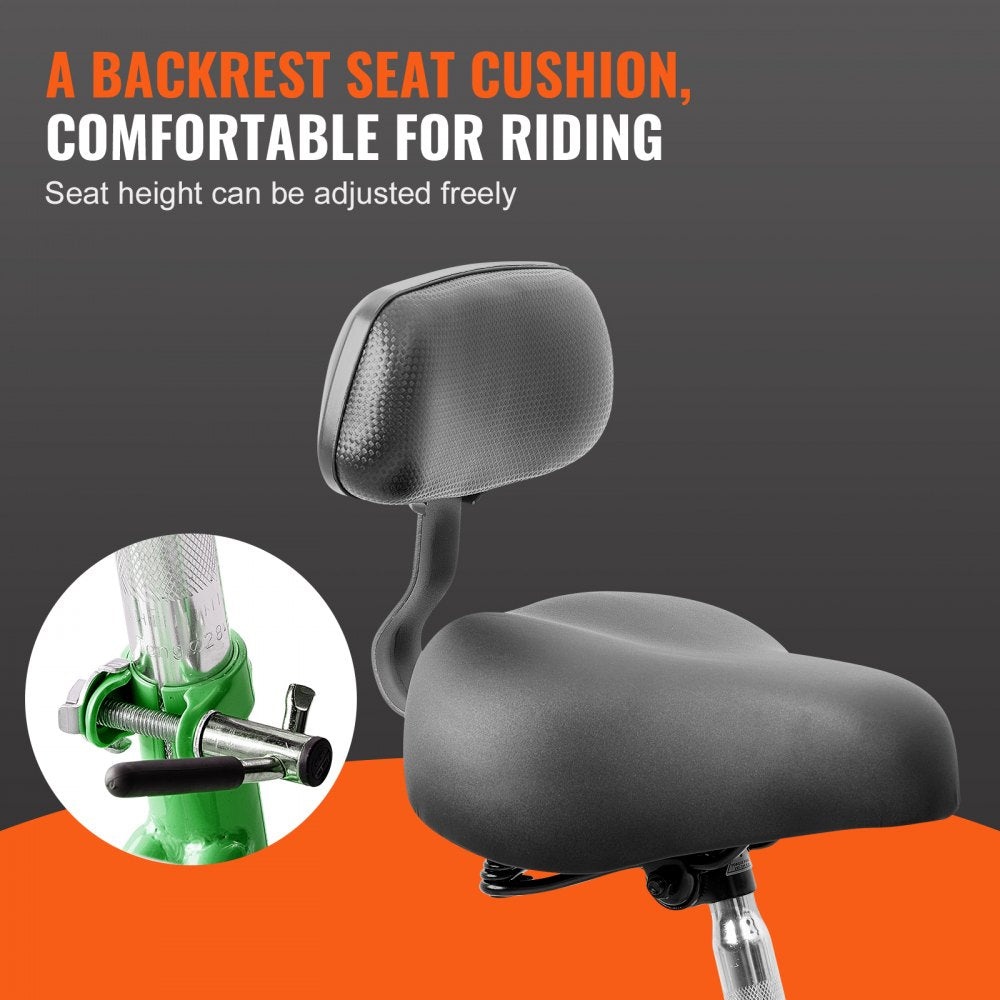 VEVOR Adult Tricycles Bike, 24 Inch Three-Wheeled Bicycles, 3 Wheel Bikes Trikes, Carbon Steel Cruiser Bike with Basket & Adjustable Seat, Picnic Shopping Tricycles for Seniors, Women, Men (Green)