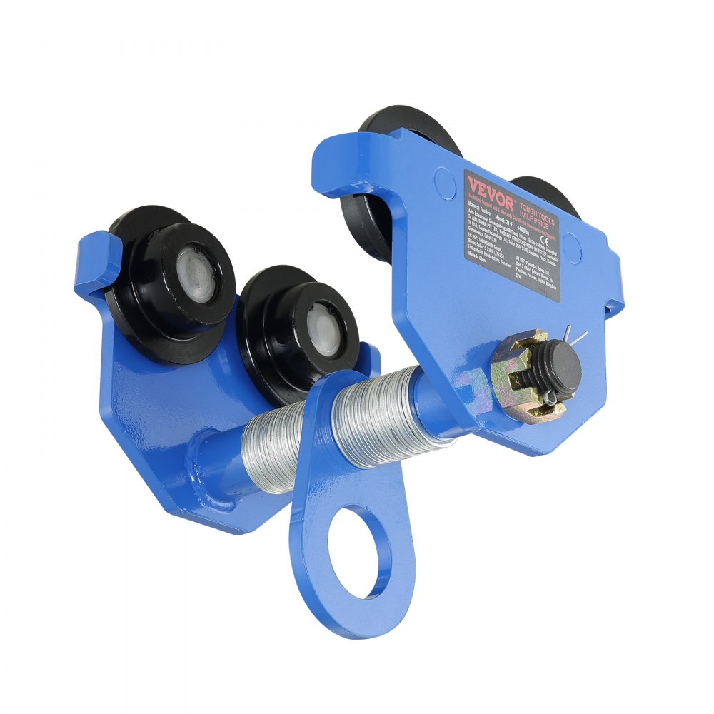 VEVOR Manual Trolley, 4400 lbs/2 Ton Load Capacity, Push Beam Trolley with Dual Wheels, Adjustable for I-Beam Flange Width 2.5" to 7", Heavy Duty Alloy Steel Garage Hoist for Straight Curved I Beam