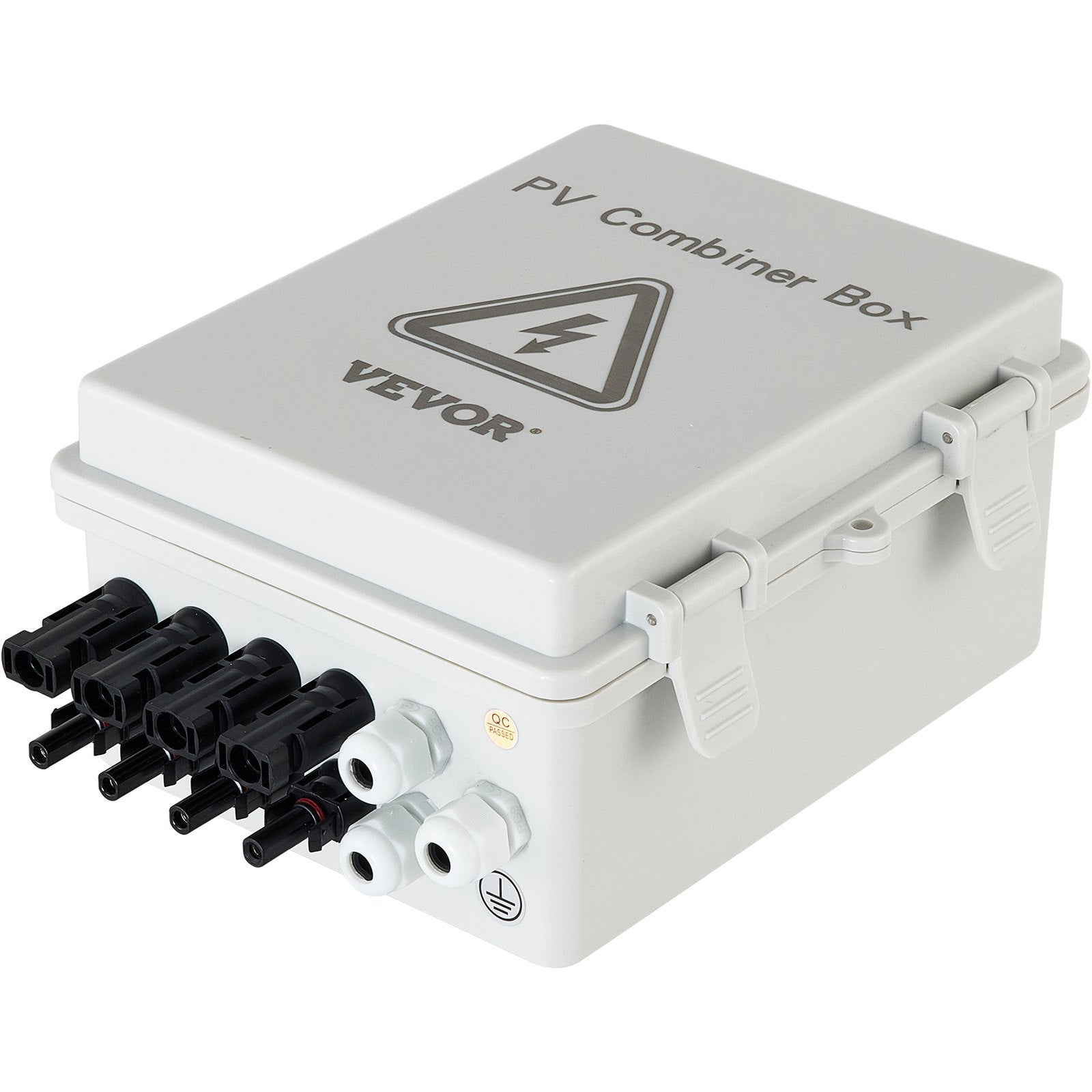 VEVOR PV Combiner Box, 4 String, Solar Combiner Box with 15A Rated Current Fuse, 63A Circuit Breaker, Lightning Arreste and Solar Connector, for On / Off Grid Solar Panel System, IP65 Waterproof