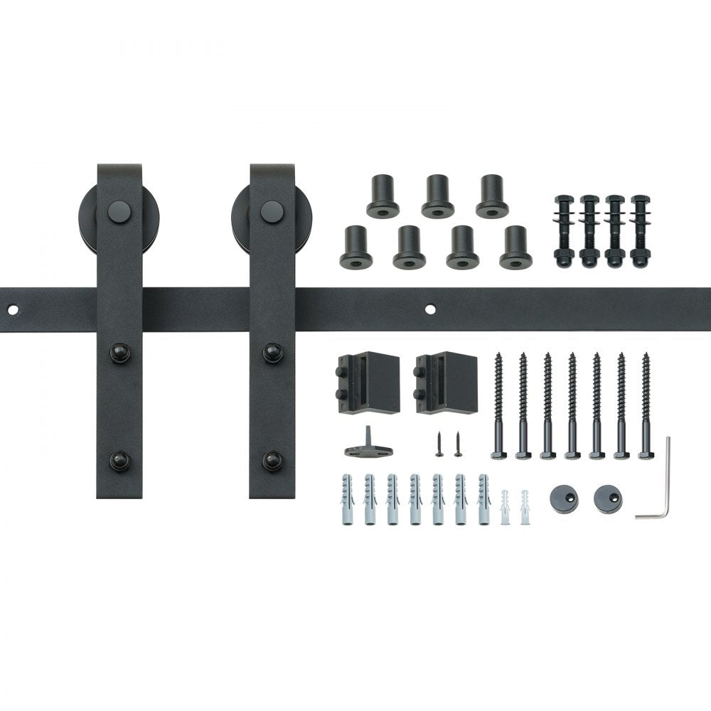 VEVOR 10FT Sliding Barn Door Hardware Kit, 330LBS Loading Heavy Duty Barn Door Track Kit for Single Door, Fit 4.6-5.2FT Wide and 1.3"-1.8" Thick Door Panel, with Smooth & Silent Pulley (J Shape)