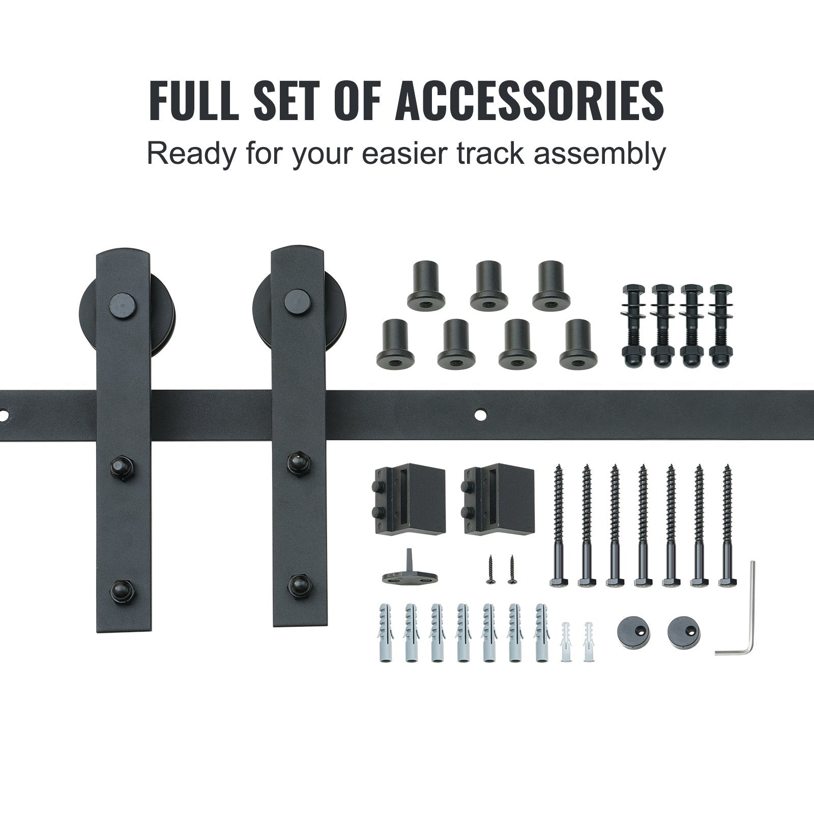 VEVOR 10FT Sliding Barn Door Hardware Kit, 330LBS Loading Heavy Duty Barn Door Track Kit for Single Door, Fit 4.6-5.2FT Wide and 1.3"-1.8" Thick Door Panel, with Smooth & Silent Pulley (I Shape)