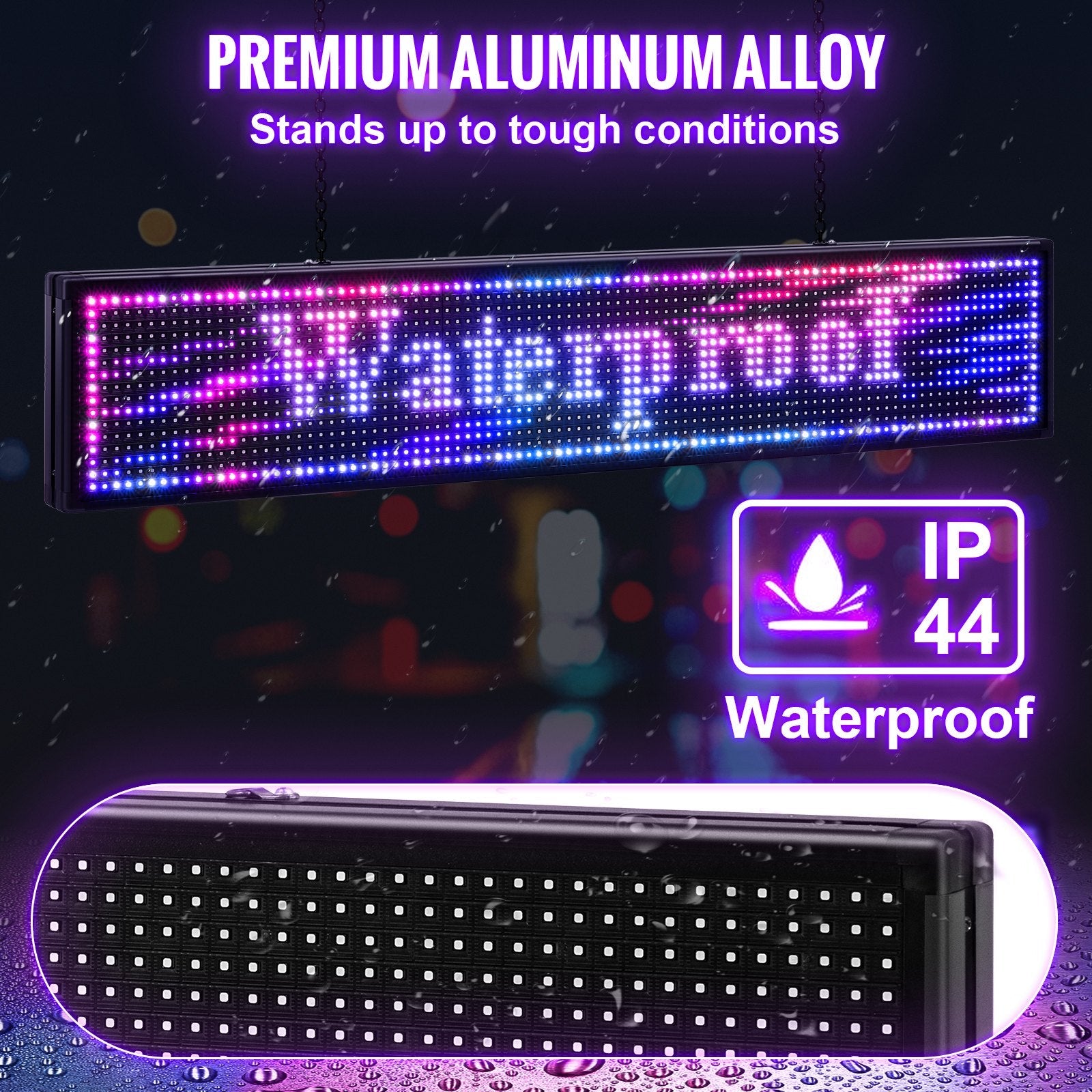 VEVOR Led Sign 40 x 8 inch Led Scrolling Sign Seven-color Digital Led Open Sign Outdoor Wifi High Resolution Bright Electronic Message Display Board with SMD Technology For Advertising and Business