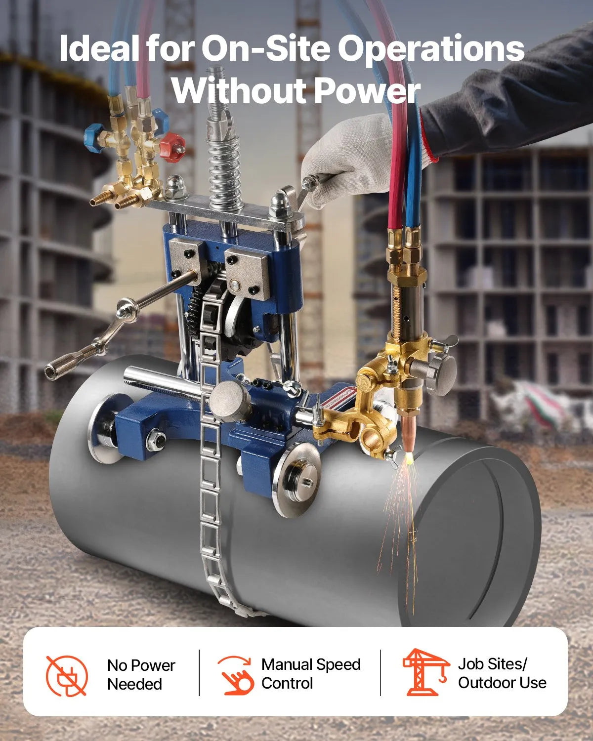 VEVOR CG2-11Y Manual Gas Pipe Cutting Machine 0.2"-2" Thick Pipe 0°-45° Portable