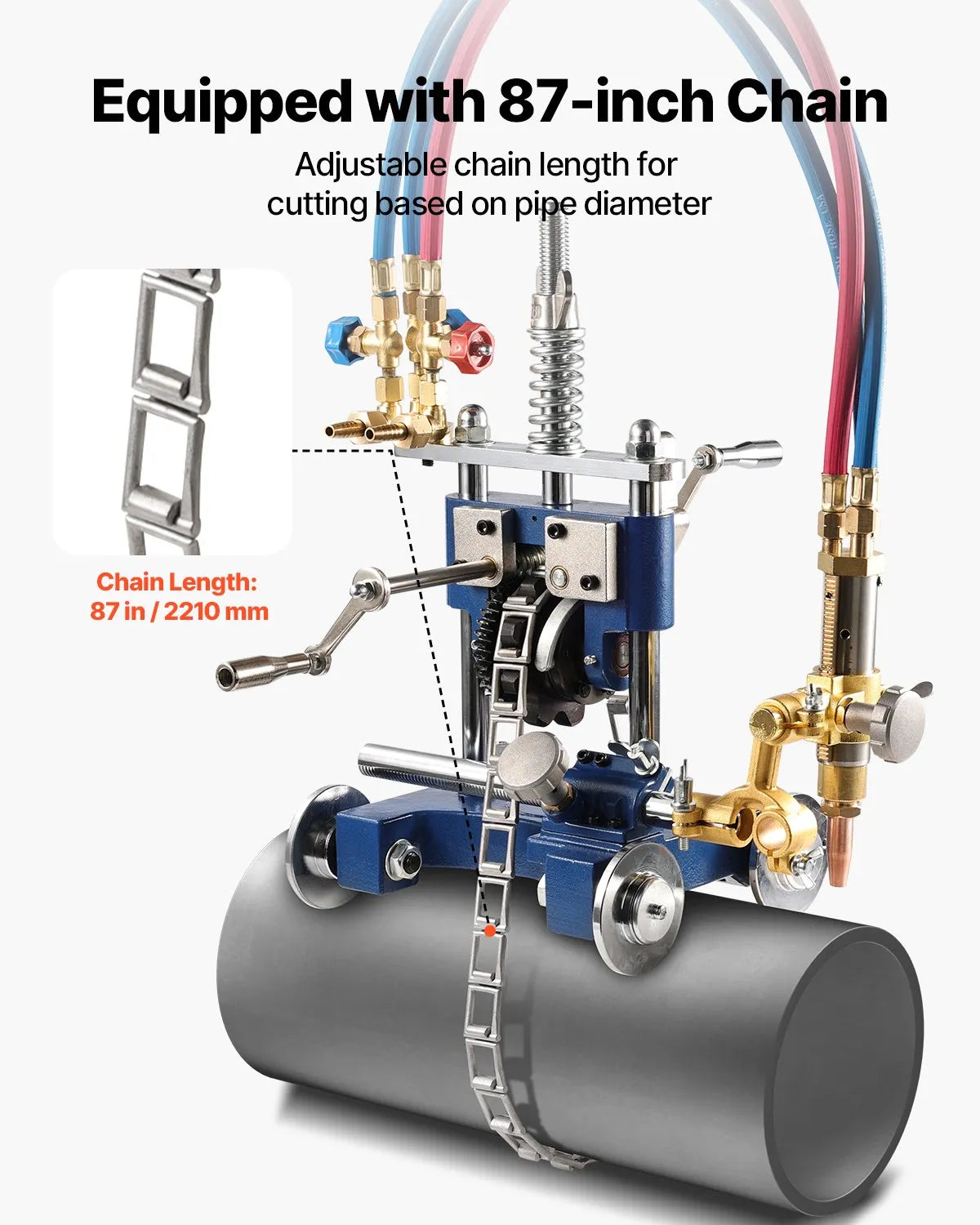 VEVOR CG2-11Y Manual Gas Pipe Cutting Machine 0.2"-2" Thick Pipe 0°-45° Portable