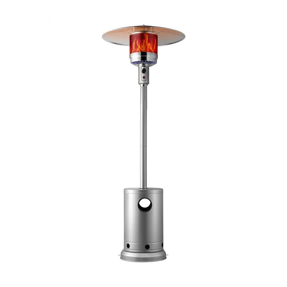 50,000 BTU Outdoor Propane Heater with Hammered Silver Finish and Round Table