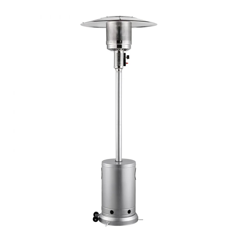 50,000 BTU Outdoor Propane Heater with Hammered Silver Finish and Round Table