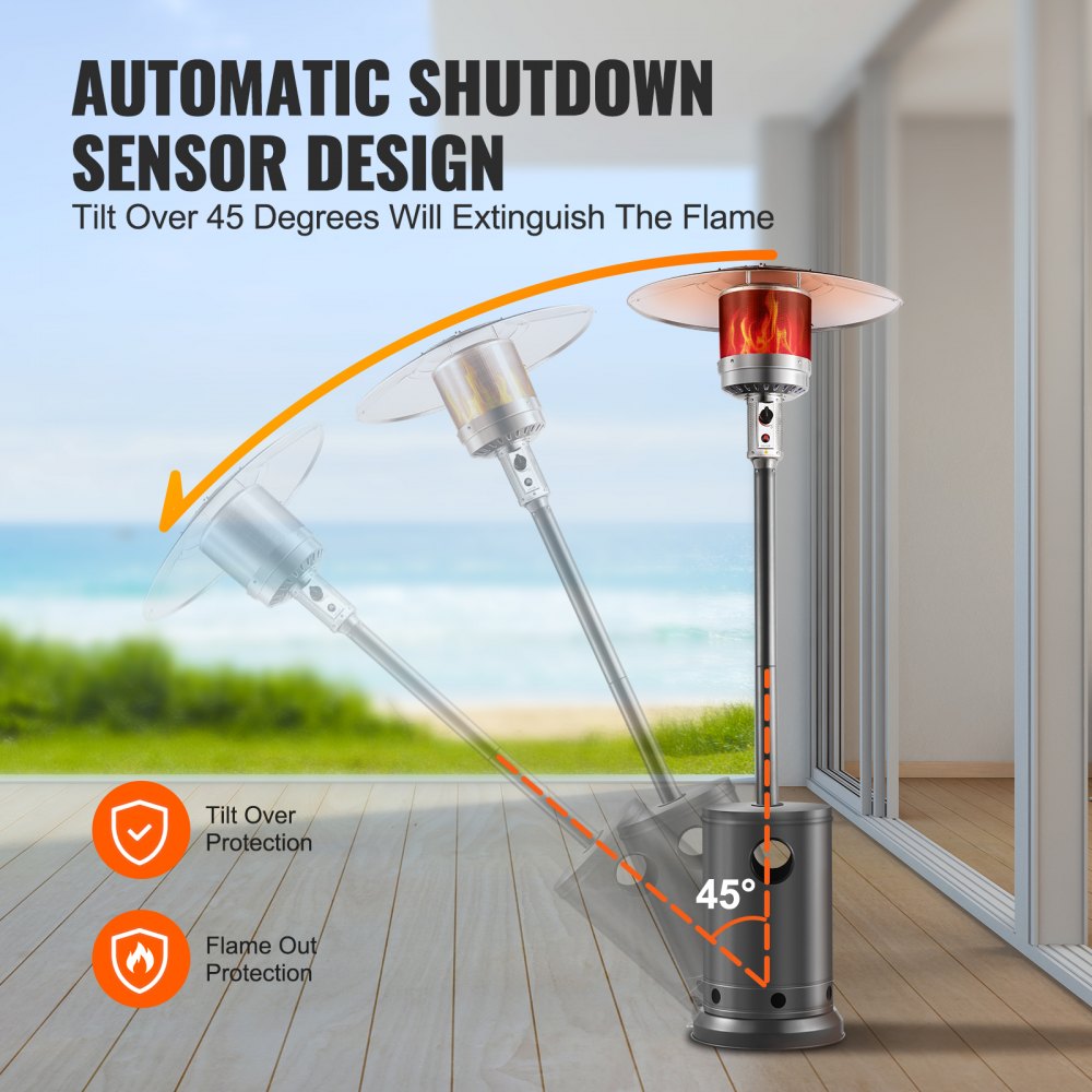 50,000 BTU Propane Patio Heater, Tall Hammered Finish with Wheels