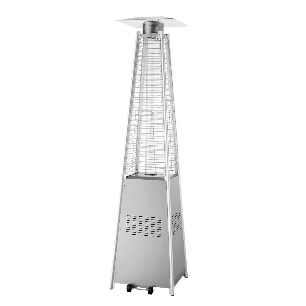 48,000 BTU Pyramid Propane Patio Heater with Wheels, Silver Finish