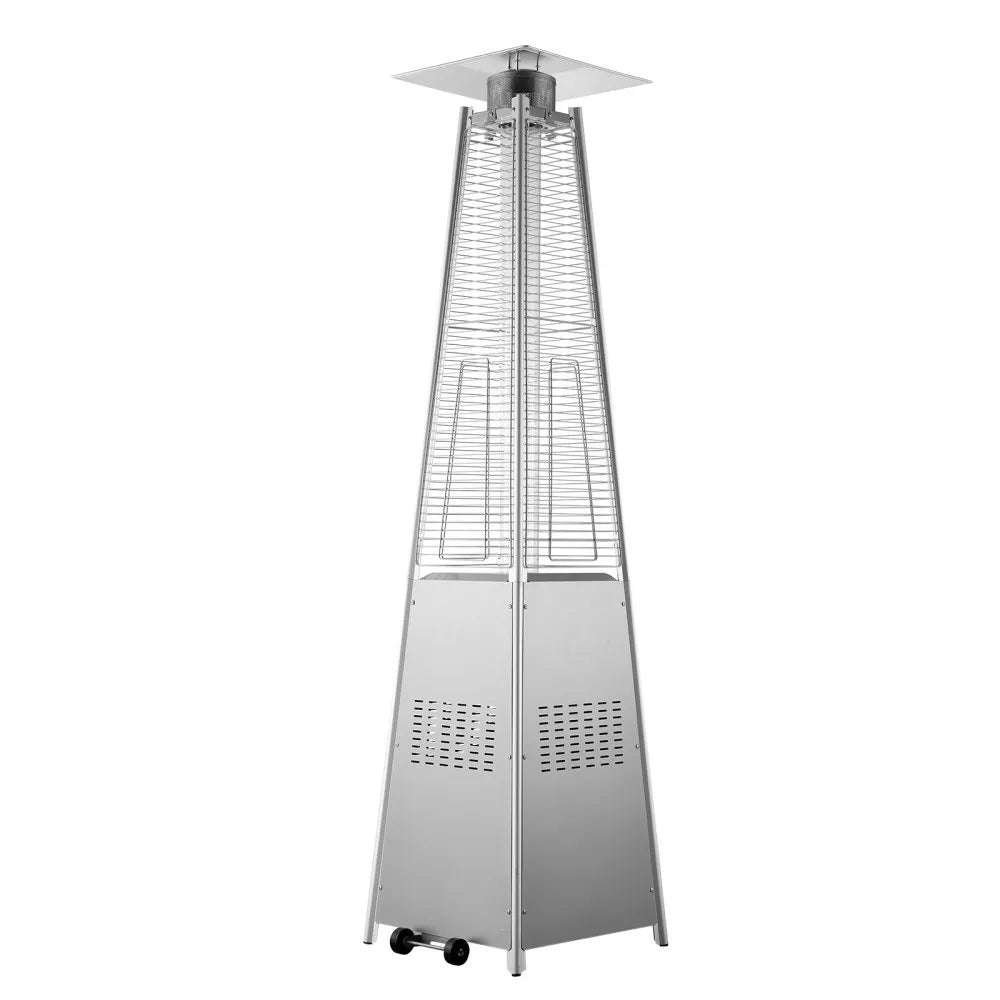 48,000 BTU Pyramid Propane Patio Heater with Wheels, Silver Finish