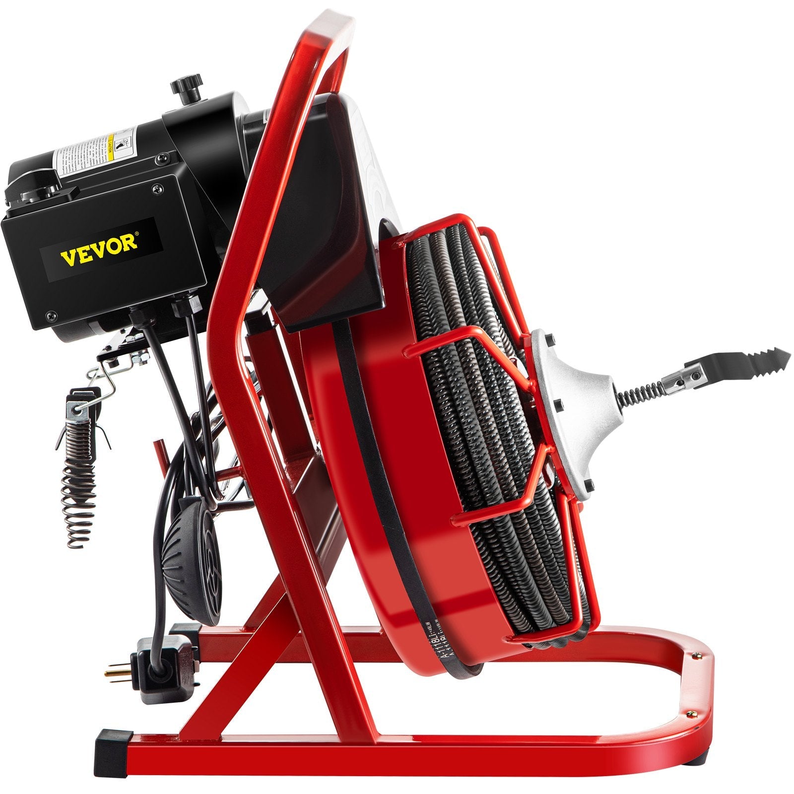 VEVOR Drain Cleaner Machine, 75' x 3/8" Electric Drain Auger, 250 W Electric Drain Pipe Cleaner, Sewer Clog with Cutters, Glove Drain Auger Cleaner Sewer Snake, Sewer Snake Machine Auto-feed Control